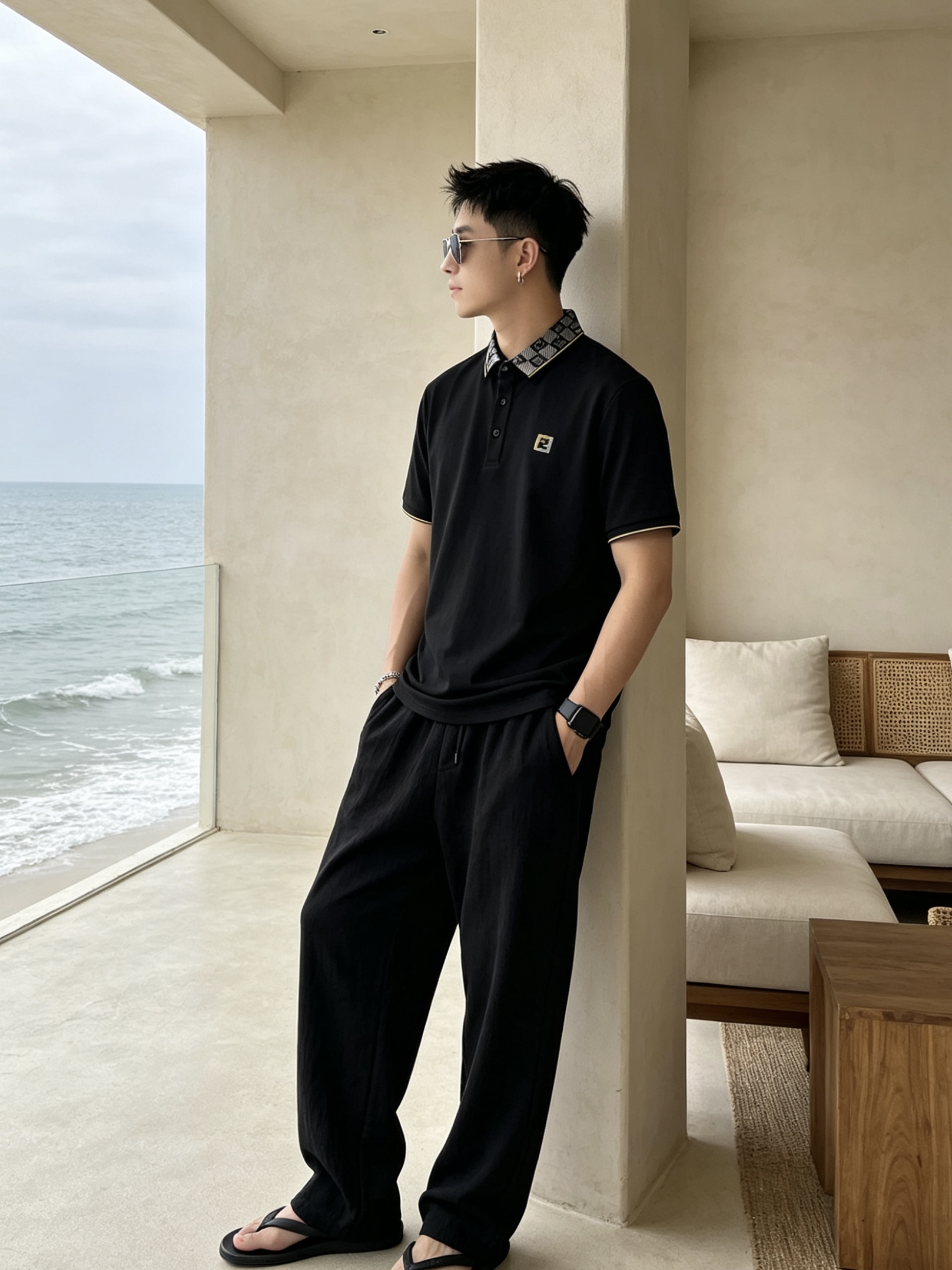 🔥 芬迪 FENDI 双F老花领刺绣短袖Polo衫📏 尺码：M-3XL💎 面料工艺甄选高支精梳珠地棉，触