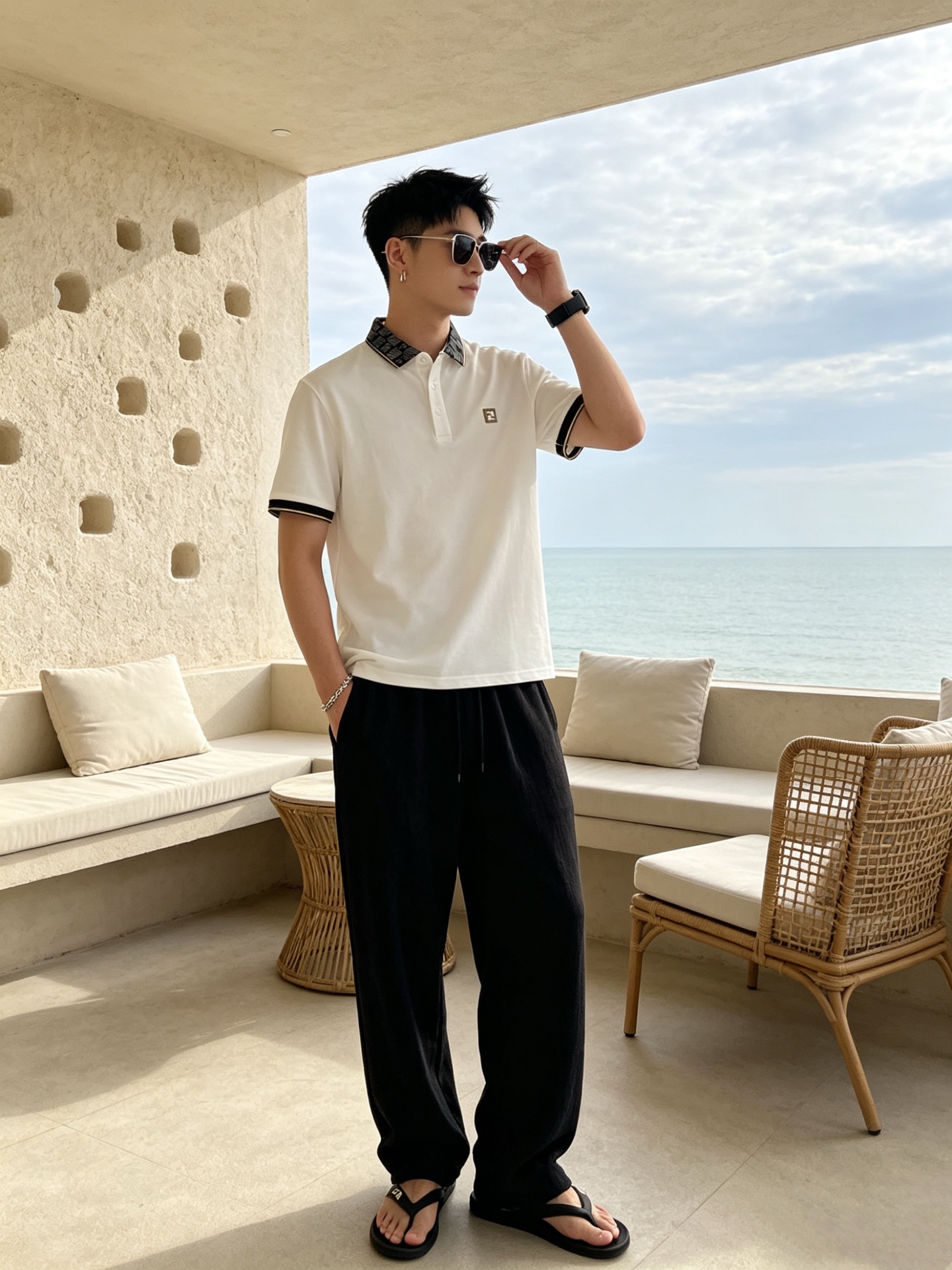 🔥 芬迪 FENDI 双F老花领刺绣短袖Polo衫📏 尺码：M-3XL💎 面料工艺甄选高支精梳珠地棉，触