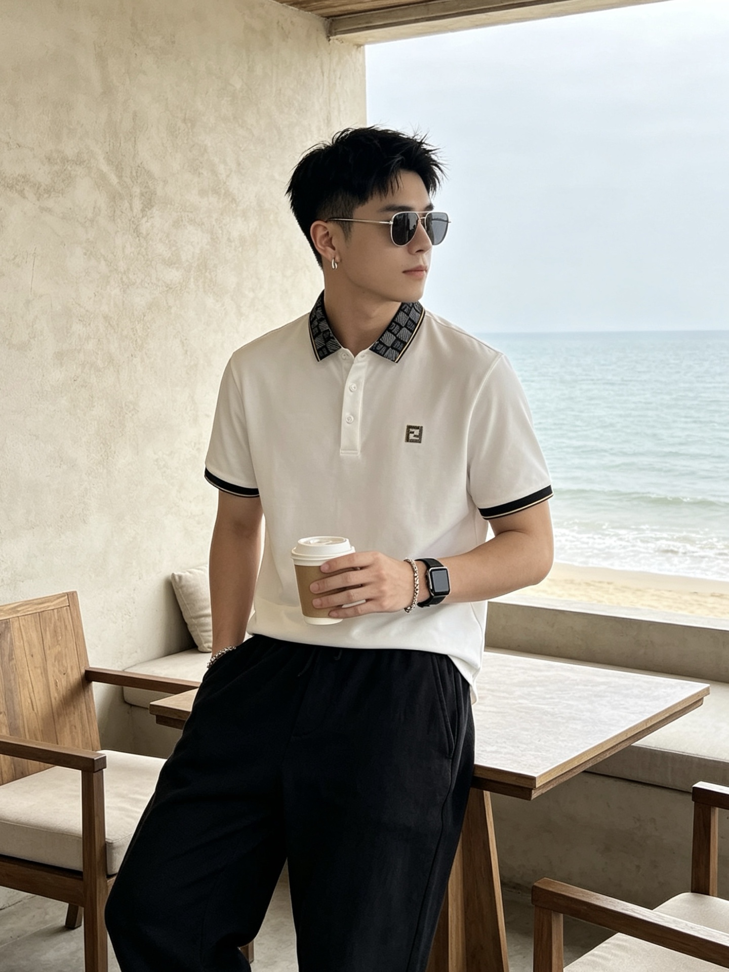 🔥 芬迪 FENDI 双F老花领刺绣短袖Polo衫📏 尺码：M-3XL💎 面料工艺甄选高支精梳珠地棉，触