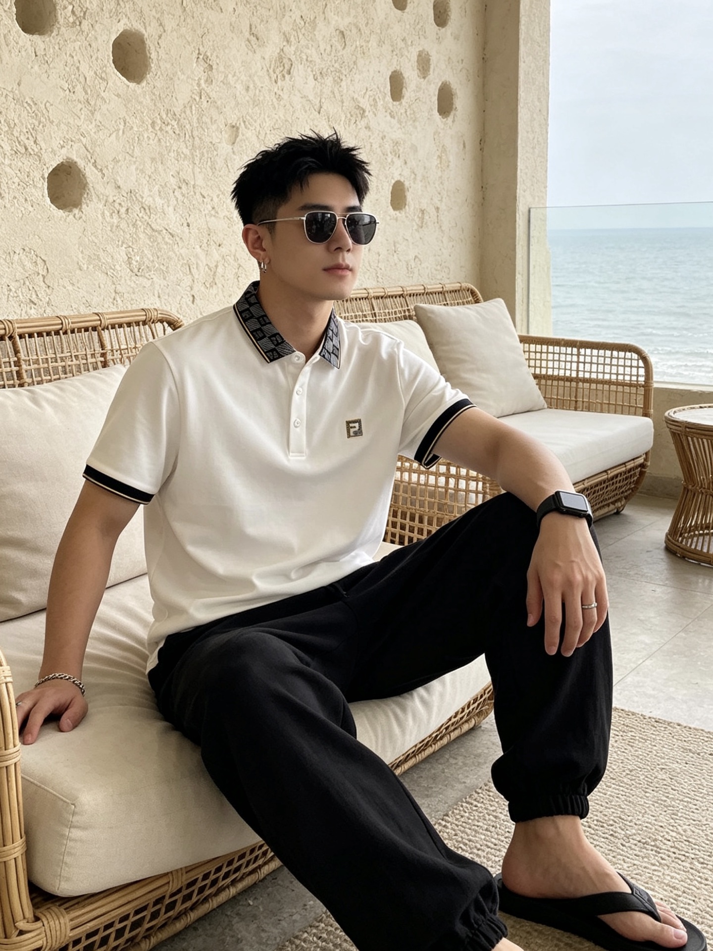 🔥 芬迪 FENDI 双F老花领刺绣短袖Polo衫📏 尺码：M-3XL💎 面料工艺甄选高支精梳珠地棉，触