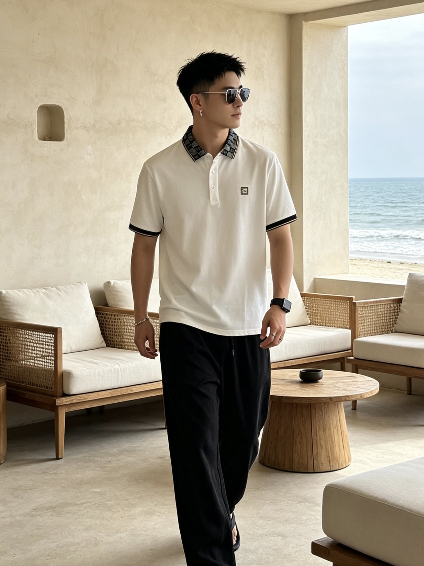 🔥 芬迪 FENDI 双F老花领刺绣短袖Polo衫📏 尺码：M-3XL💎 面料工艺甄选高支精梳珠地棉，触