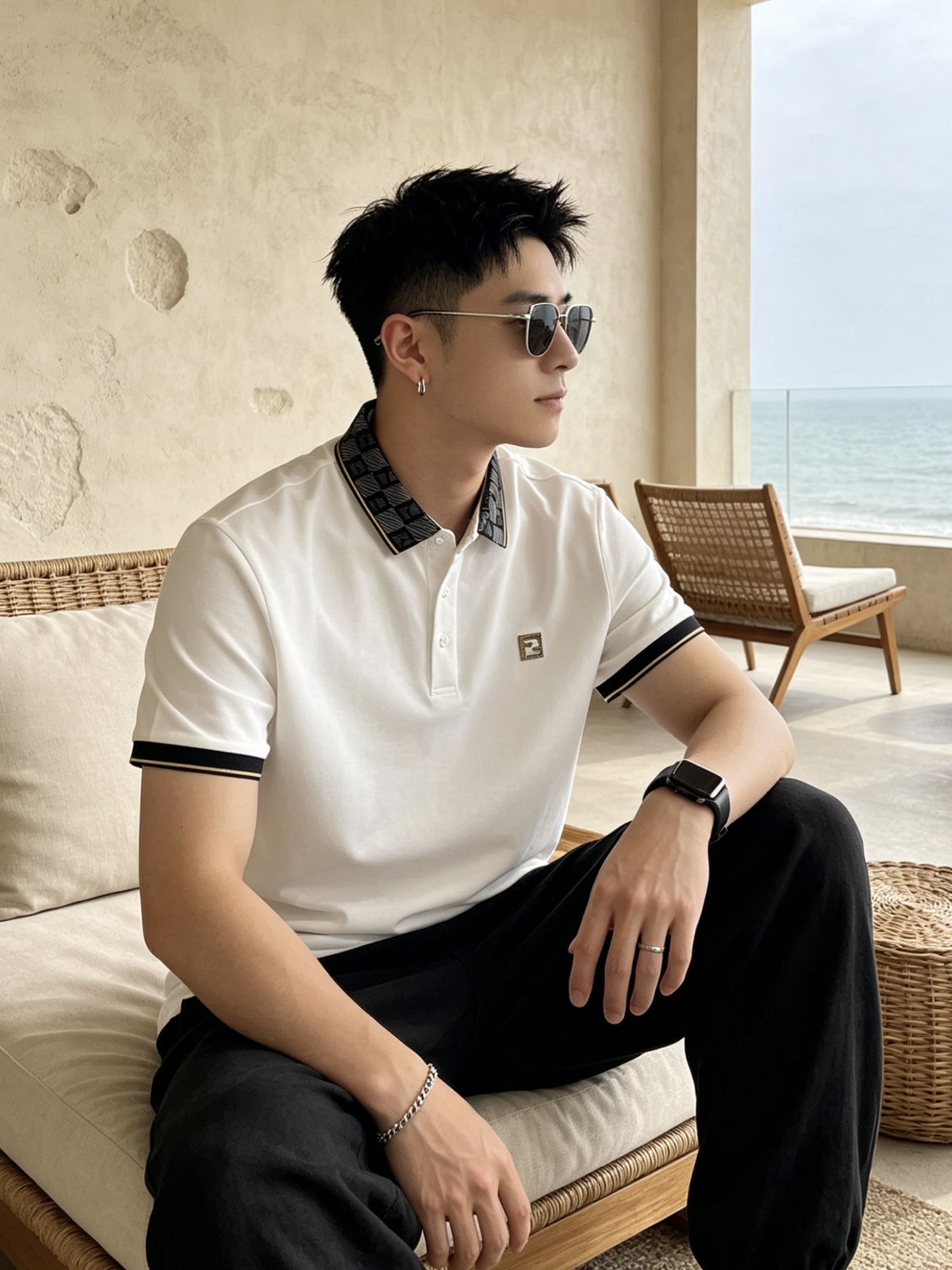 🔥 芬迪 FENDI 双F老花领刺绣短袖Polo衫📏 尺码：M-3XL💎 面料工艺甄选高支精梳珠地棉，触