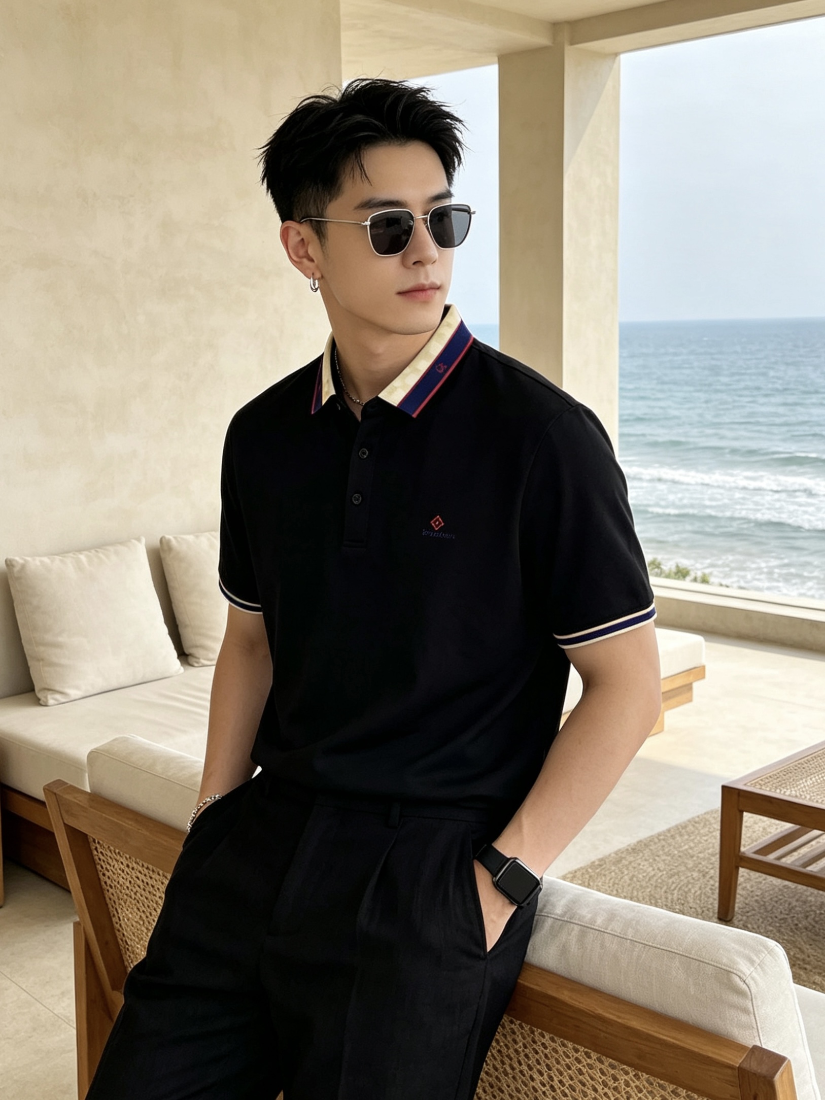 🔥 路易威登 Louis Vuitton 棋盘格领刺绣短袖Polo衫📏 尺码：M-3XL💎 面料工艺甄选