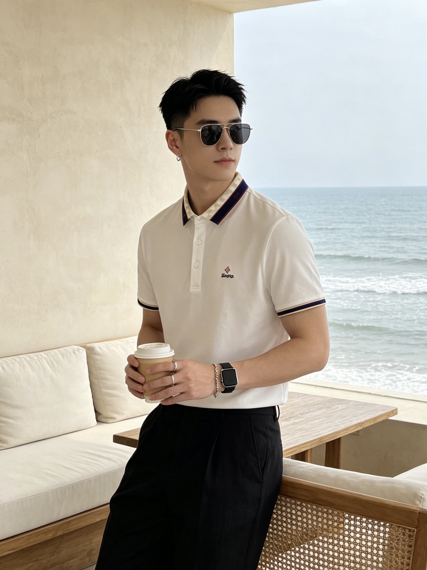 🔥 路易威登 Louis Vuitton 棋盘格领刺绣短袖Polo衫📏 尺码：M-3XL💎 面料工艺甄选