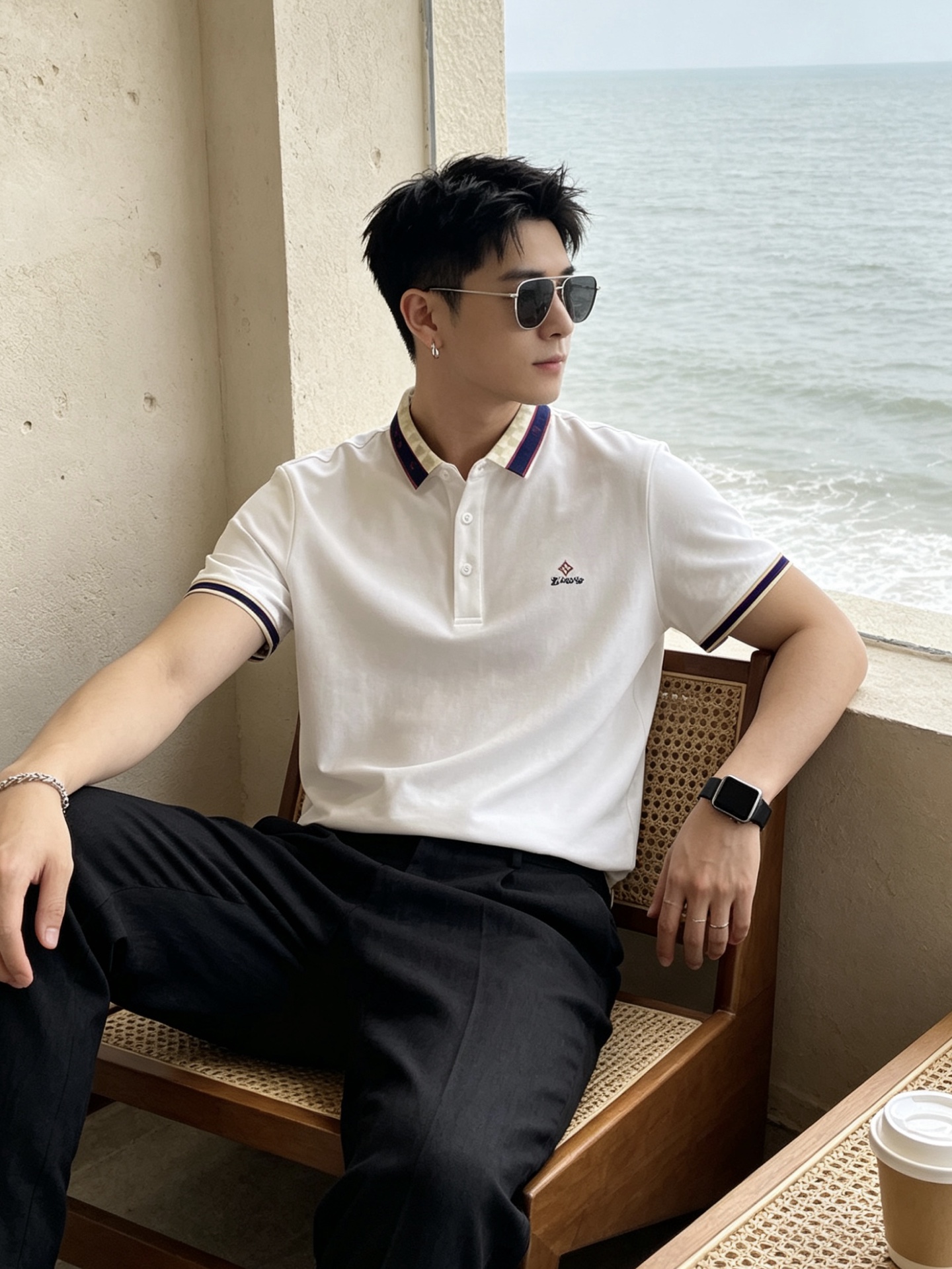 🔥 路易威登 Louis Vuitton 棋盘格领刺绣短袖Polo衫📏 尺码：M-3XL💎 面料工艺甄选