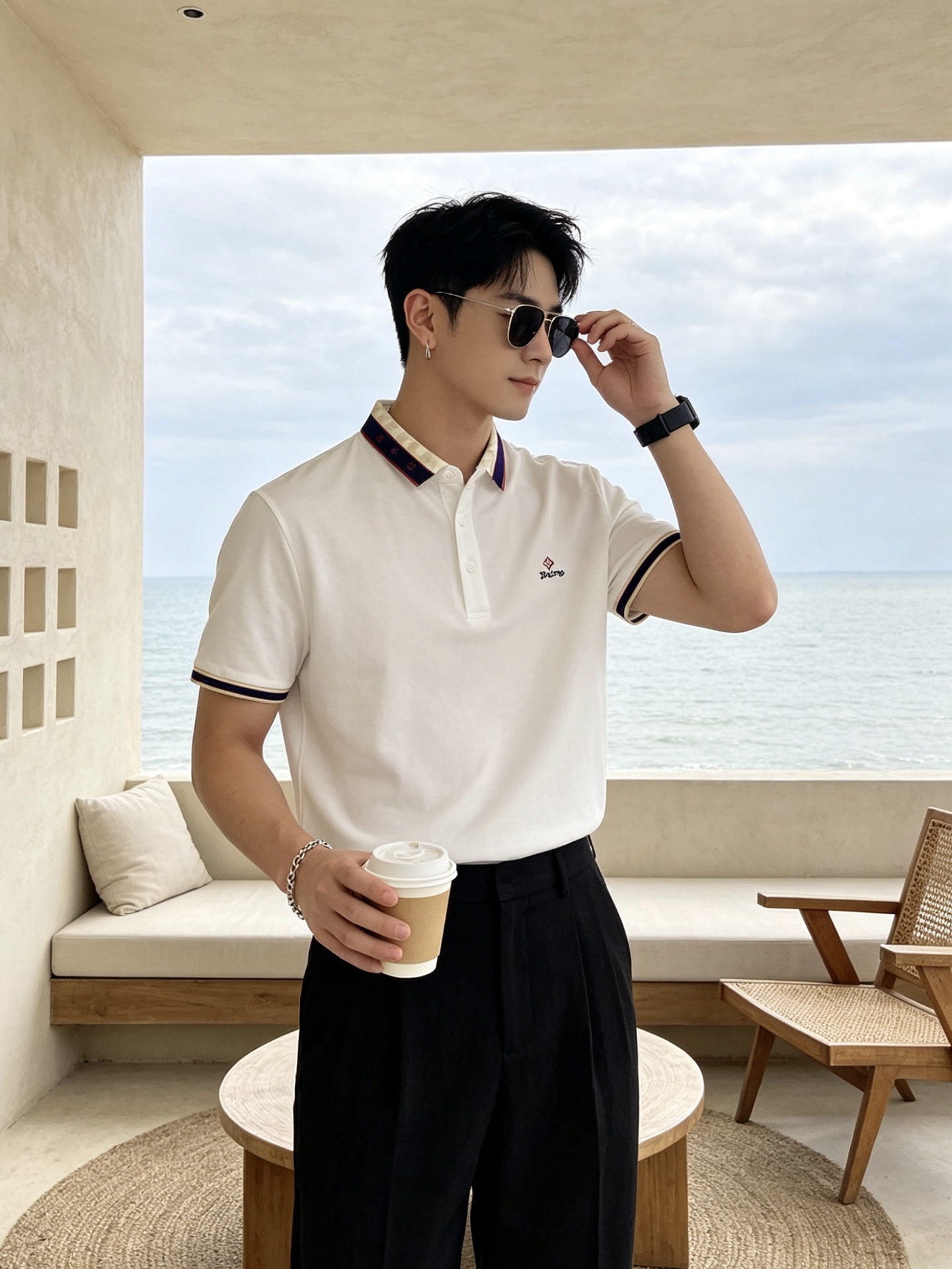 🔥 路易威登 Louis Vuitton 棋盘格领刺绣短袖Polo衫📏 尺码：M-3XL💎 面料工艺甄选