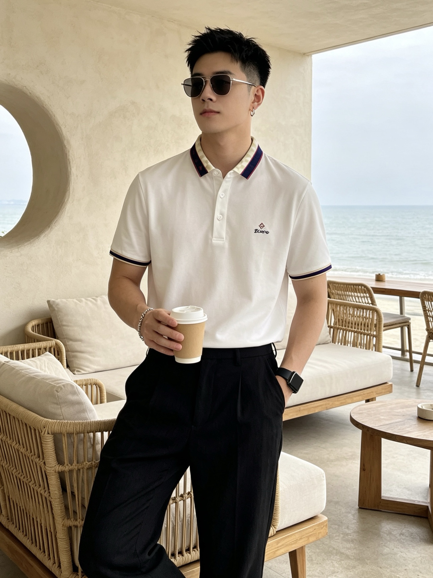 🔥 路易威登 Louis Vuitton 棋盘格领刺绣短袖Polo衫📏 尺码：M-3XL💎 面料工艺甄选