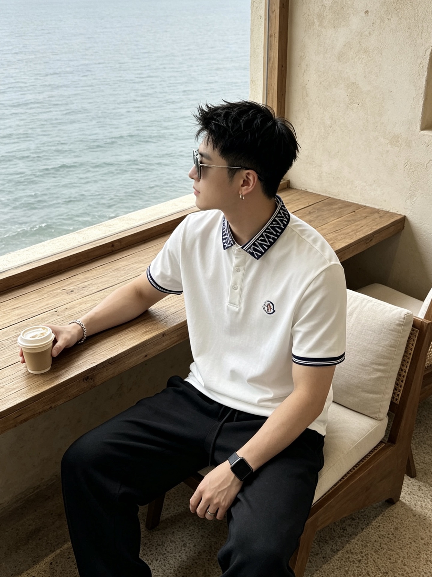 🔥 盟可睐 Moncler 字母提花领刺绣短袖Polo衫📏 尺码：M-3XL💎 面料工艺甄选高支精梳珠地