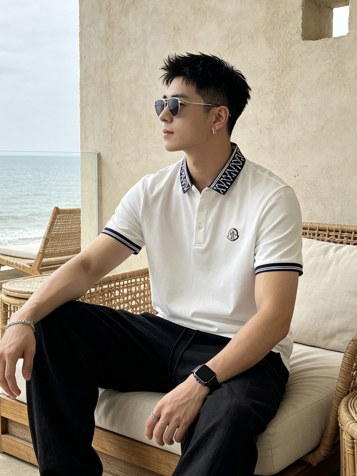 🔥 盟可睐 Moncler 字母提花领刺绣短袖Polo衫📏 尺码：M-3XL💎 面料工艺甄选高支精梳珠地