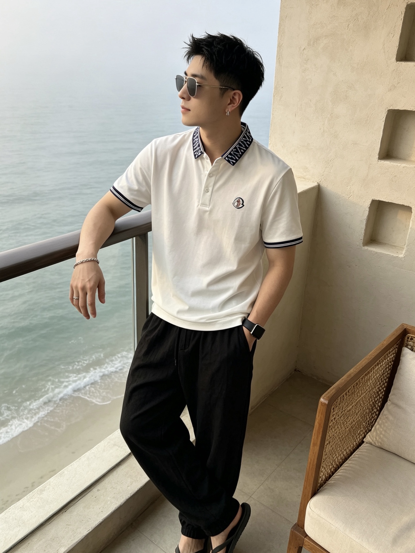 🔥 盟可睐 Moncler 字母提花领刺绣短袖Polo衫📏 尺码：M-3XL💎 面料工艺甄选高支精梳珠地