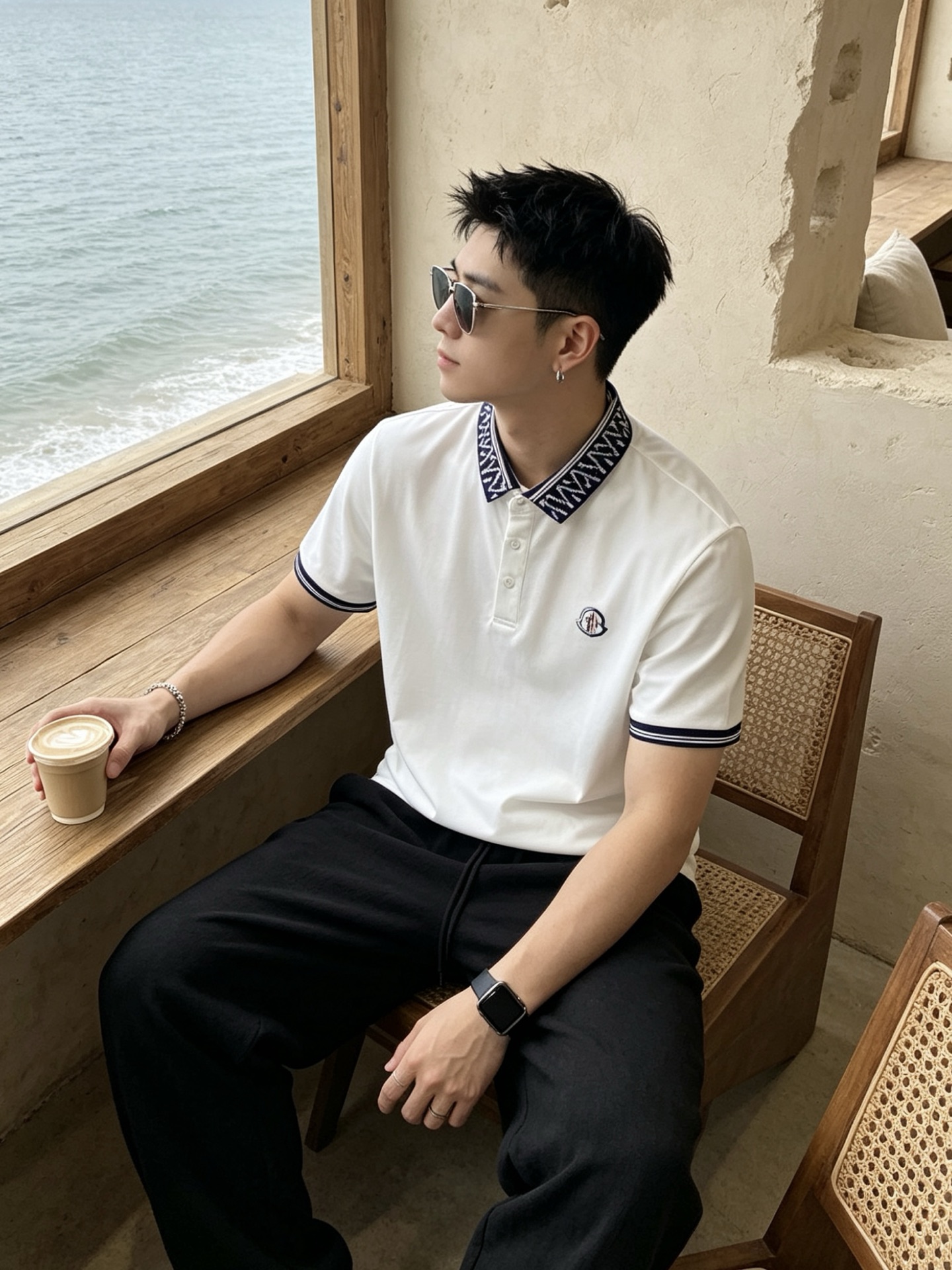 🔥 盟可睐 Moncler 字母提花领刺绣短袖Polo衫📏 尺码：M-3XL💎 面料工艺甄选高支精梳珠地