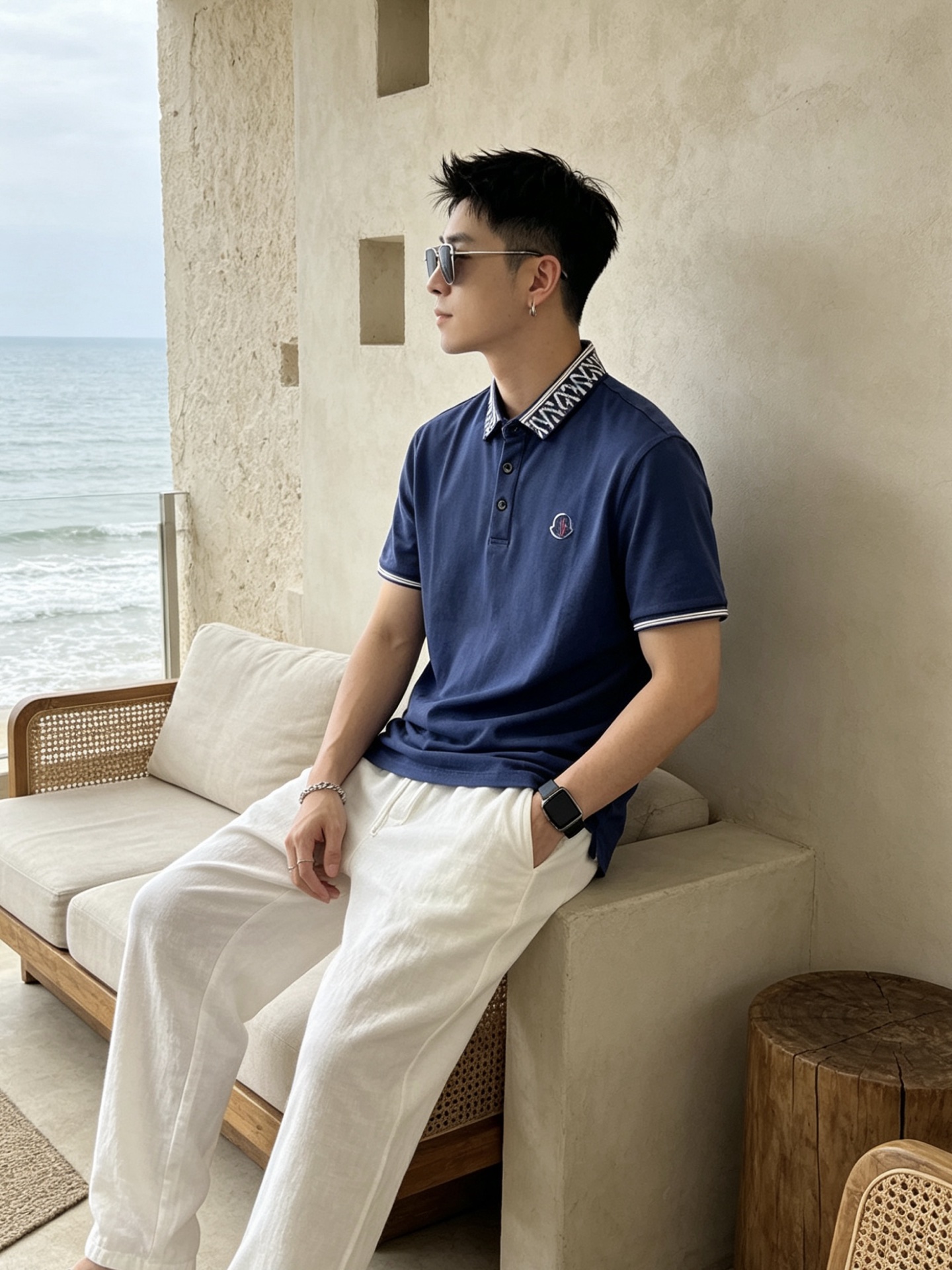 🔥 盟可睐 Moncler 字母提花领刺绣短袖Polo衫📏 尺码：M-3XL💎 面料工艺甄选高支精梳珠地