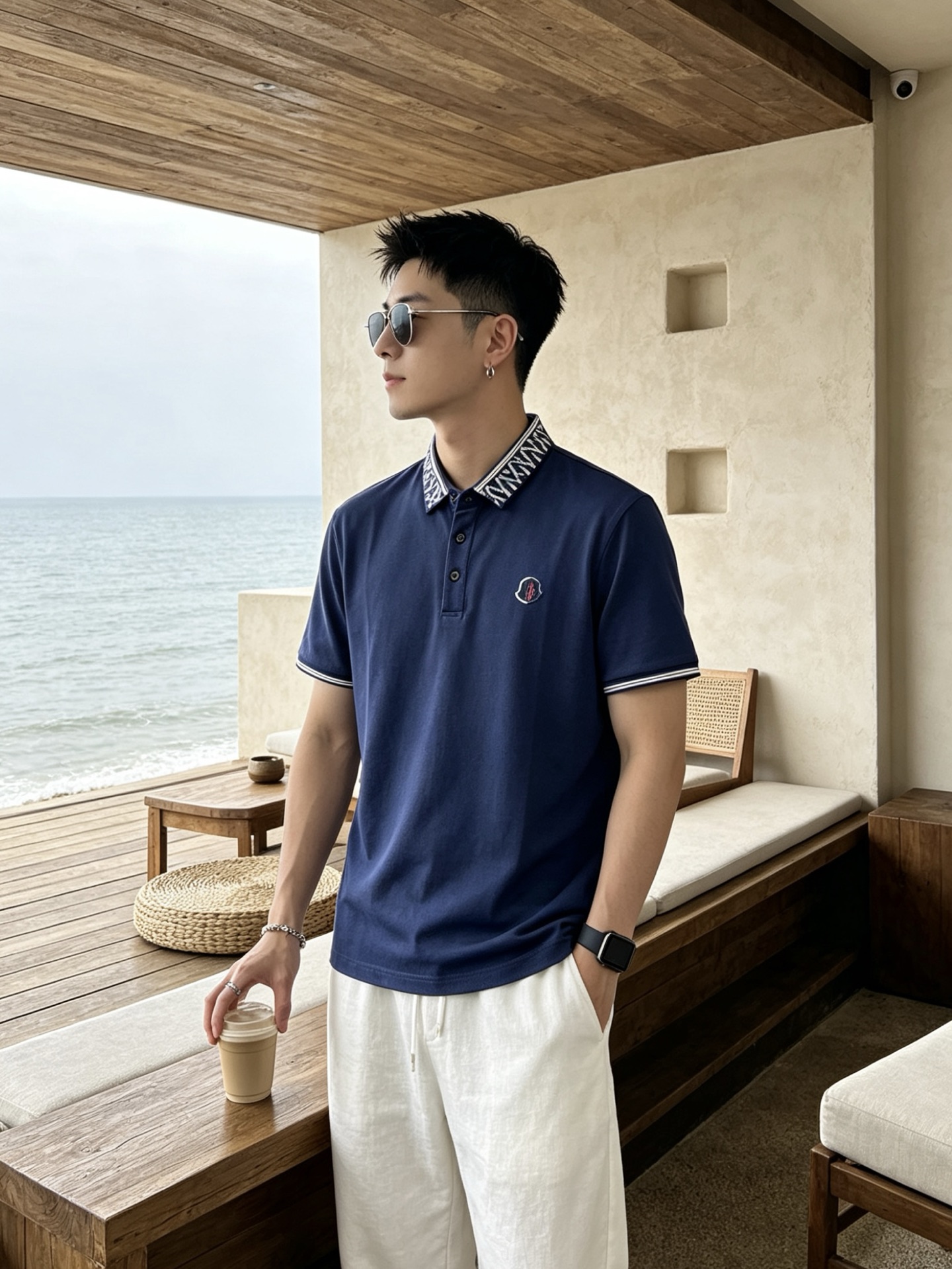 🔥 盟可睐 Moncler 字母提花领刺绣短袖Polo衫📏 尺码：M-3XL💎 面料工艺甄选高支精梳珠地