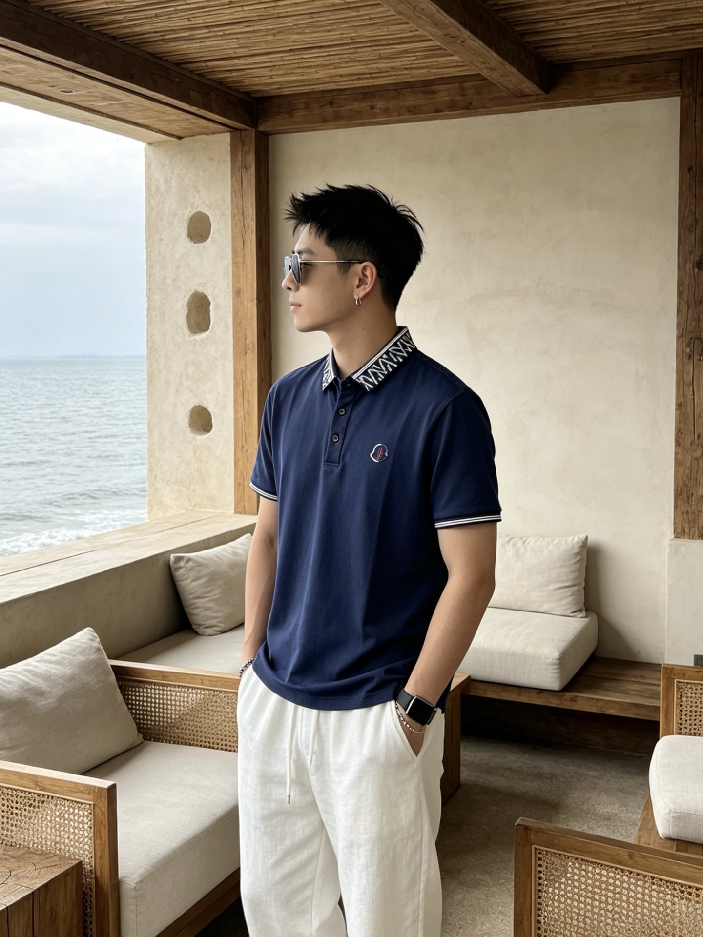 🔥 盟可睐 Moncler 字母提花领刺绣短袖Polo衫📏 尺码：M-3XL💎 面料工艺甄选高支精梳珠地