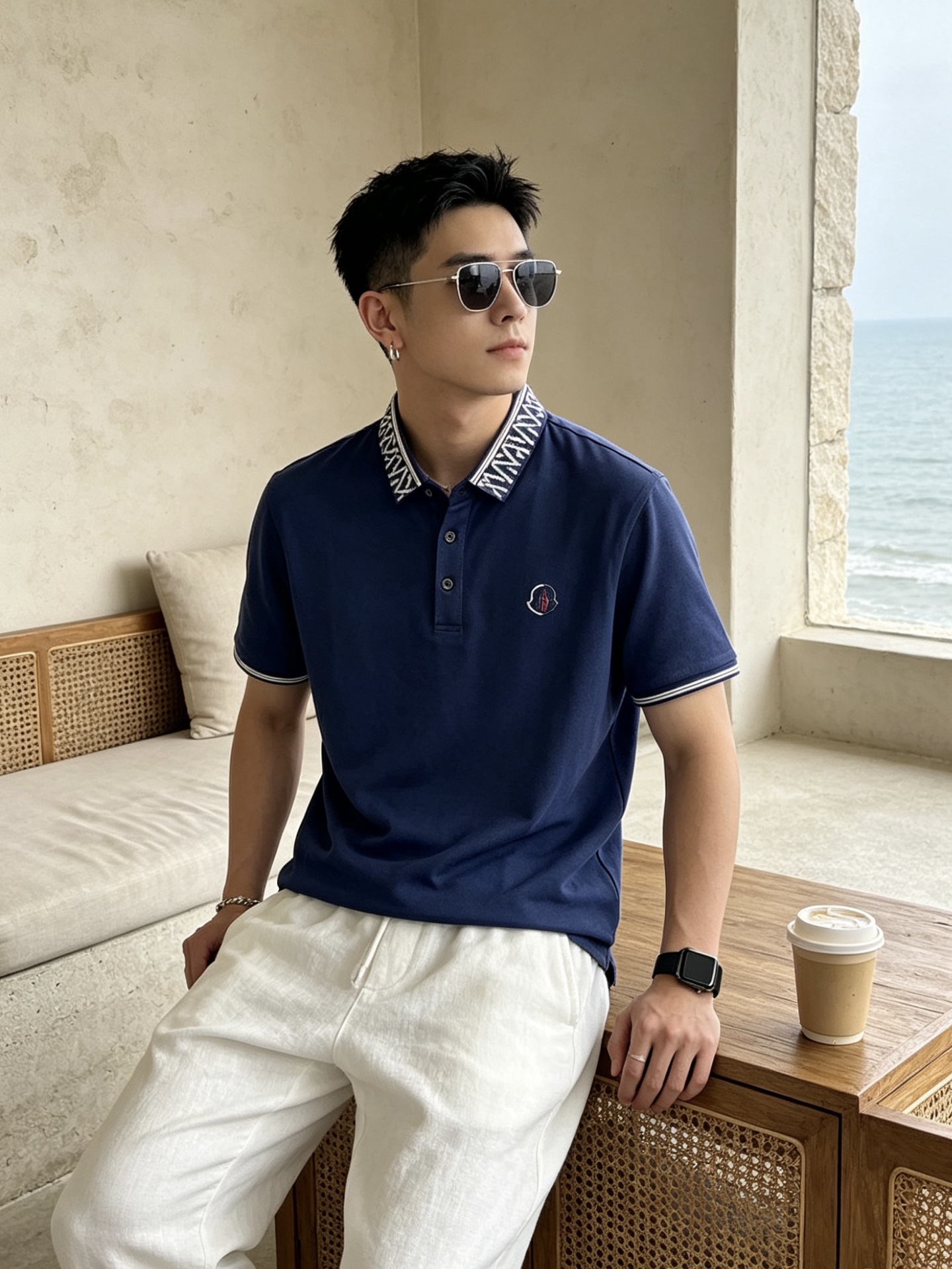 🔥 盟可睐 Moncler 字母提花领刺绣短袖Polo衫📏 尺码：M-3XL💎 面料工艺甄选高支精梳珠地