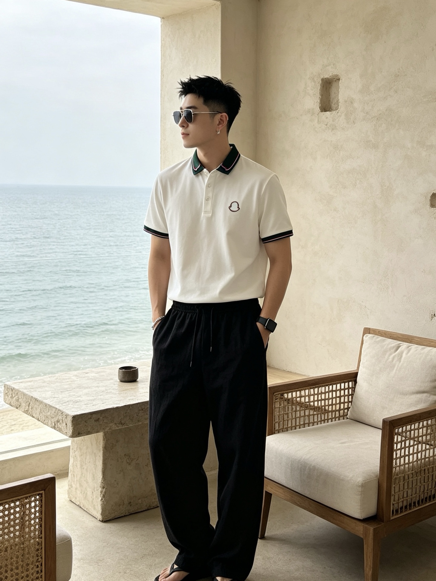 🔥 盟可睐 Moncler 绿领织带刺绣短袖Polo衫📏 尺码：M-3XL💎 面料工艺甄选高支精梳珠地棉