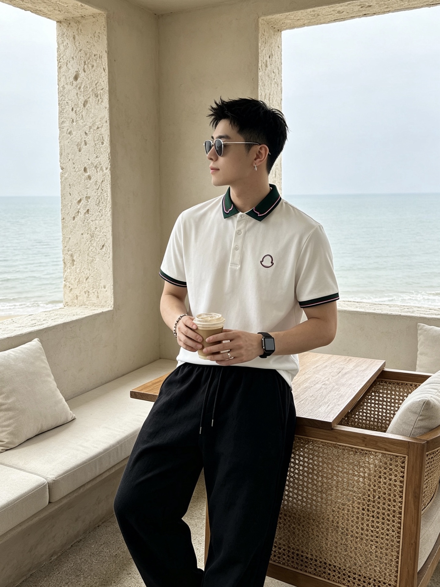 🔥 盟可睐 Moncler 绿领织带刺绣短袖Polo衫📏 尺码：M-3XL💎 面料工艺甄选高支精梳珠地棉