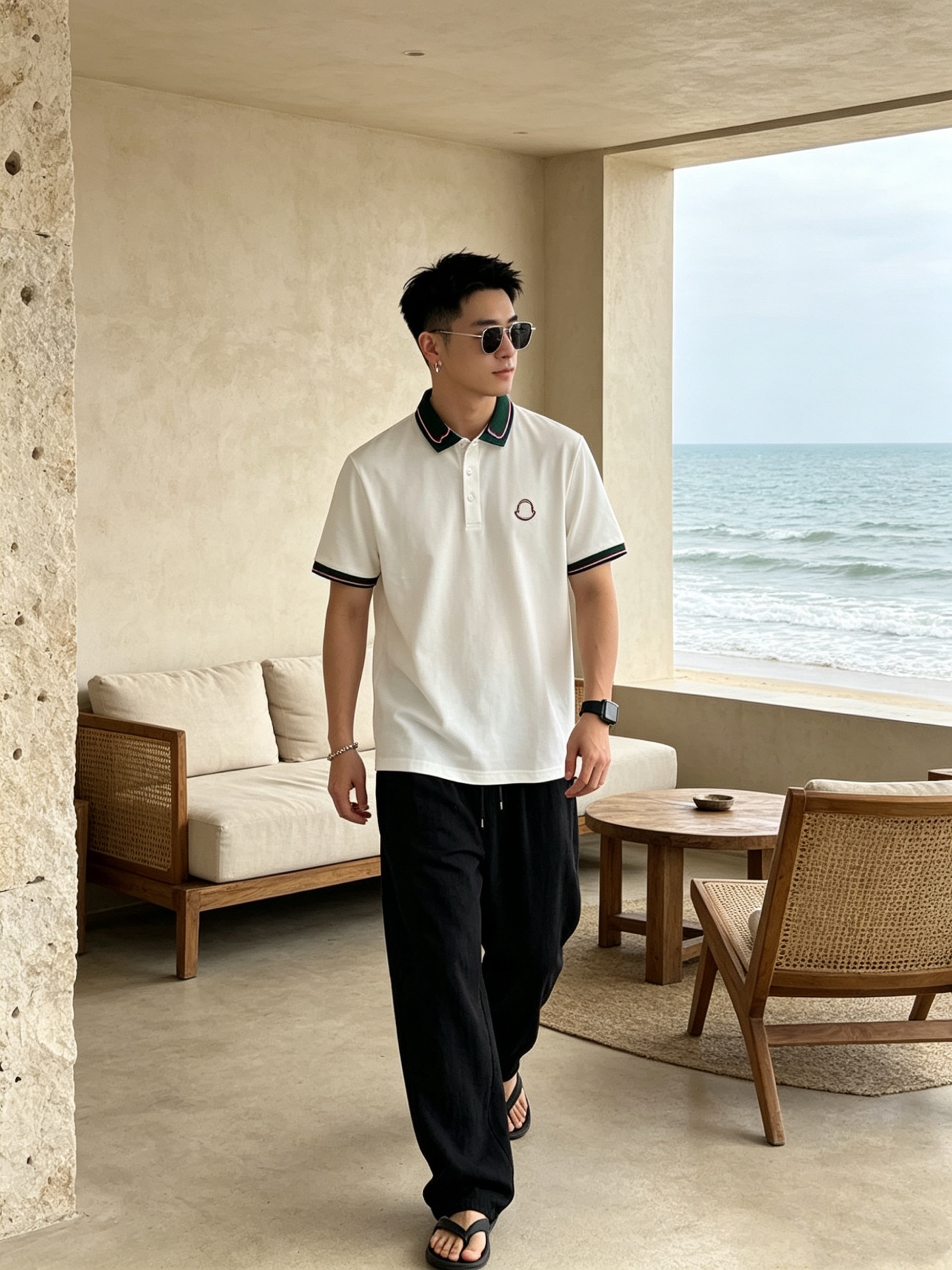 🔥 盟可睐 Moncler 绿领织带刺绣短袖Polo衫📏 尺码：M-3XL💎 面料工艺甄选高支精梳珠地棉