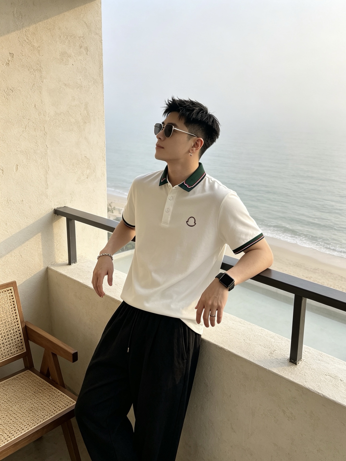 🔥 盟可睐 Moncler 绿领织带刺绣短袖Polo衫📏 尺码：M-3XL💎 面料工艺甄选高支精梳珠地棉