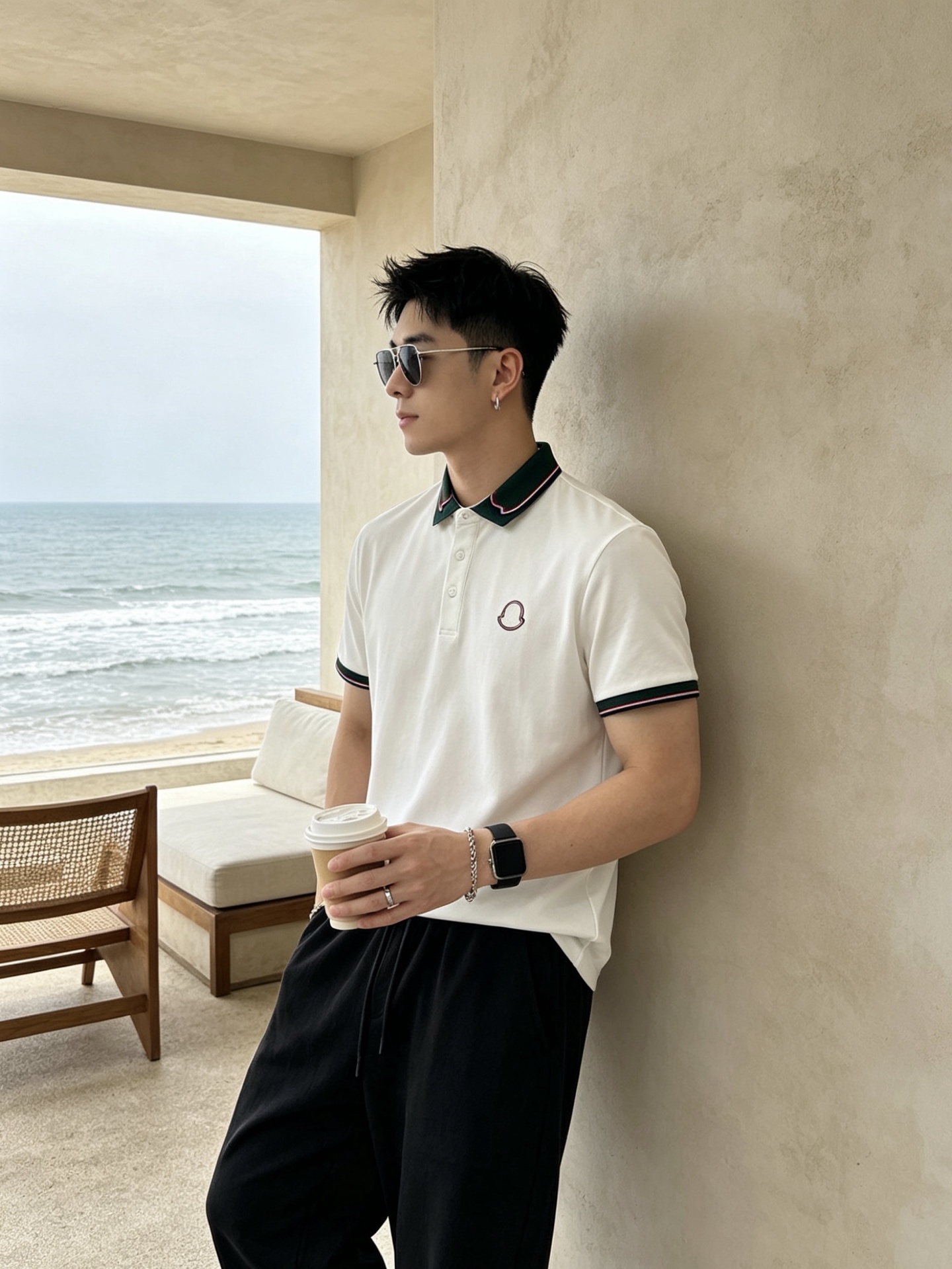 🔥 盟可睐 Moncler 绿领织带刺绣短袖Polo衫📏 尺码：M-3XL💎 面料工艺甄选高支精梳珠地棉