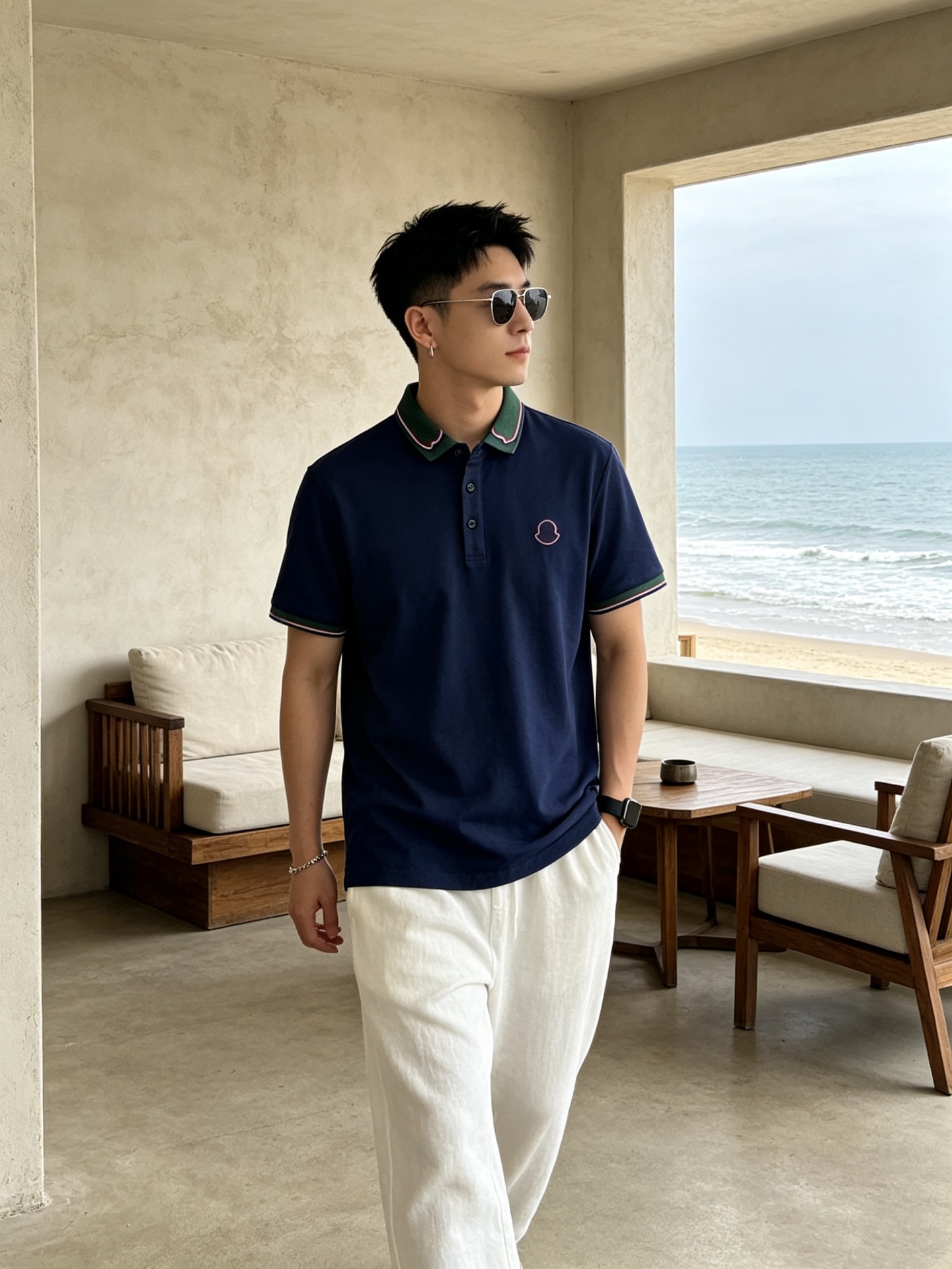 🔥 盟可睐 Moncler 绿领织带刺绣短袖Polo衫📏 尺码：M-3XL💎 面料工艺甄选高支精梳珠地棉