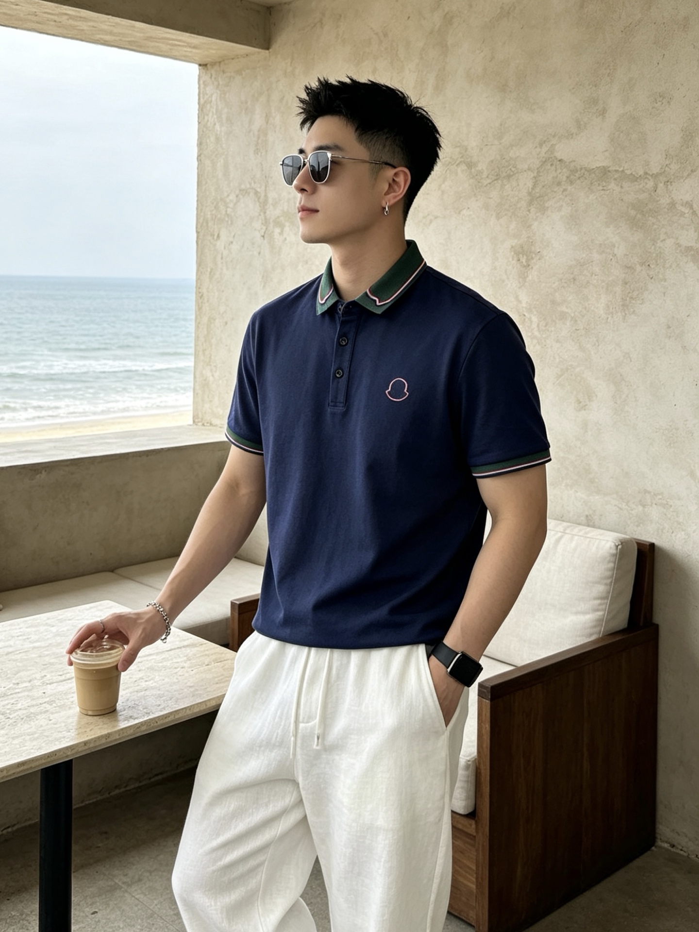 🔥 盟可睐 Moncler 绿领织带刺绣短袖Polo衫📏 尺码：M-3XL💎 面料工艺甄选高支精梳珠地棉