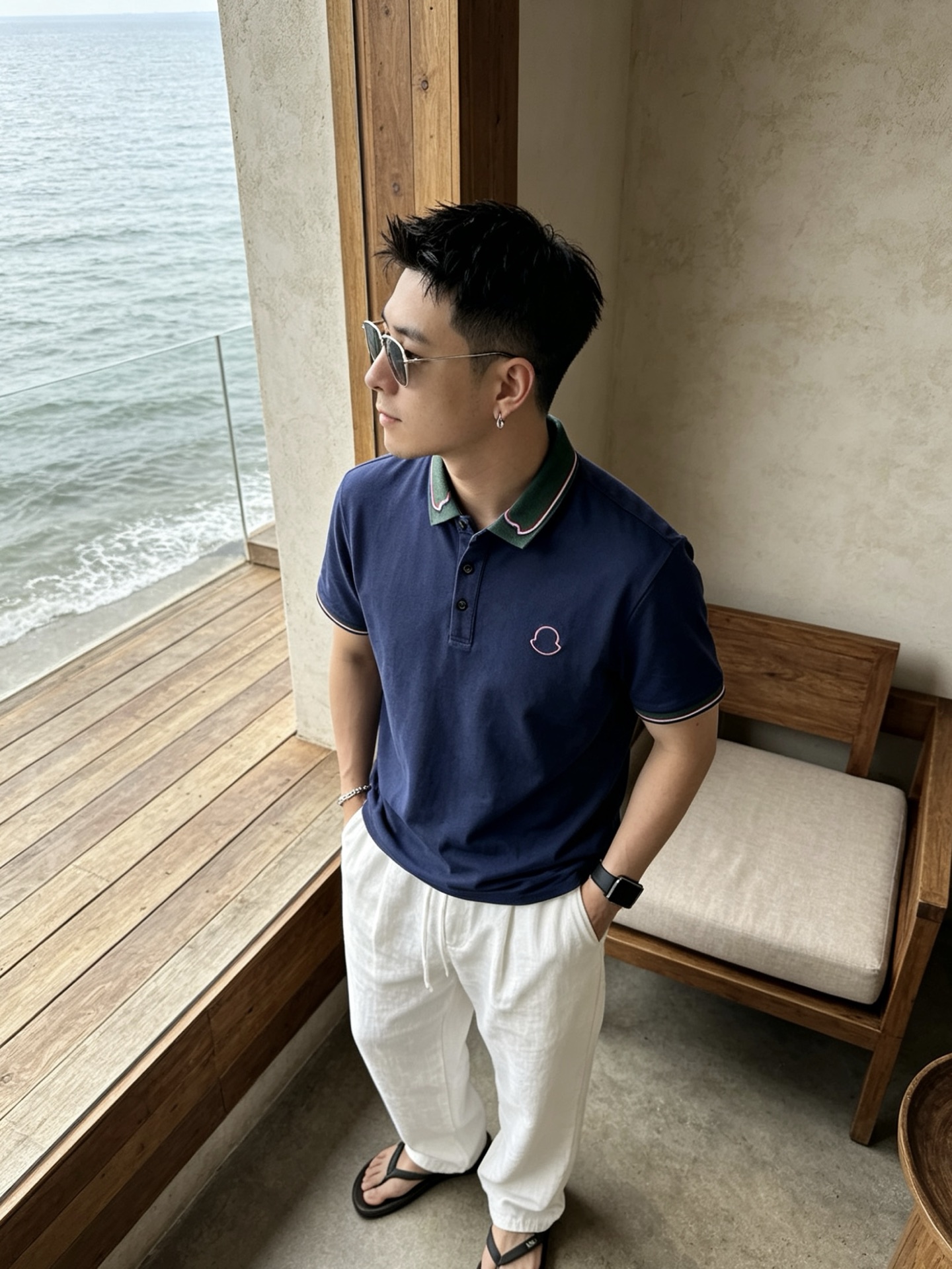 🔥 盟可睐 Moncler 绿领织带刺绣短袖Polo衫📏 尺码：M-3XL💎 面料工艺甄选高支精梳珠地棉