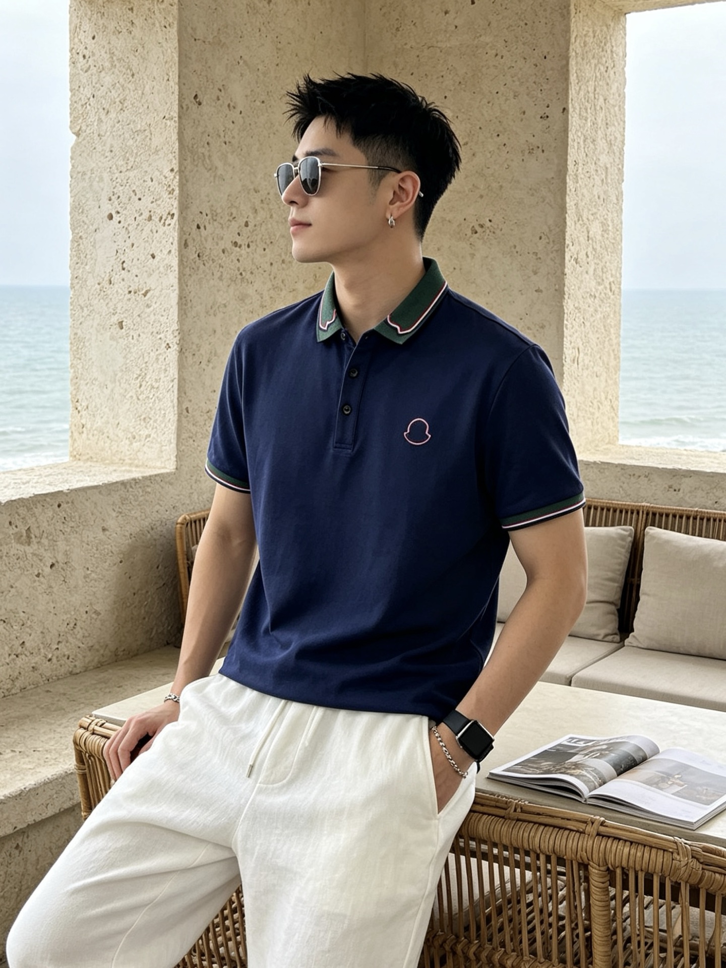 🔥 盟可睐 Moncler 绿领织带刺绣短袖Polo衫📏 尺码：M-3XL💎 面料工艺甄选高支精梳珠地棉