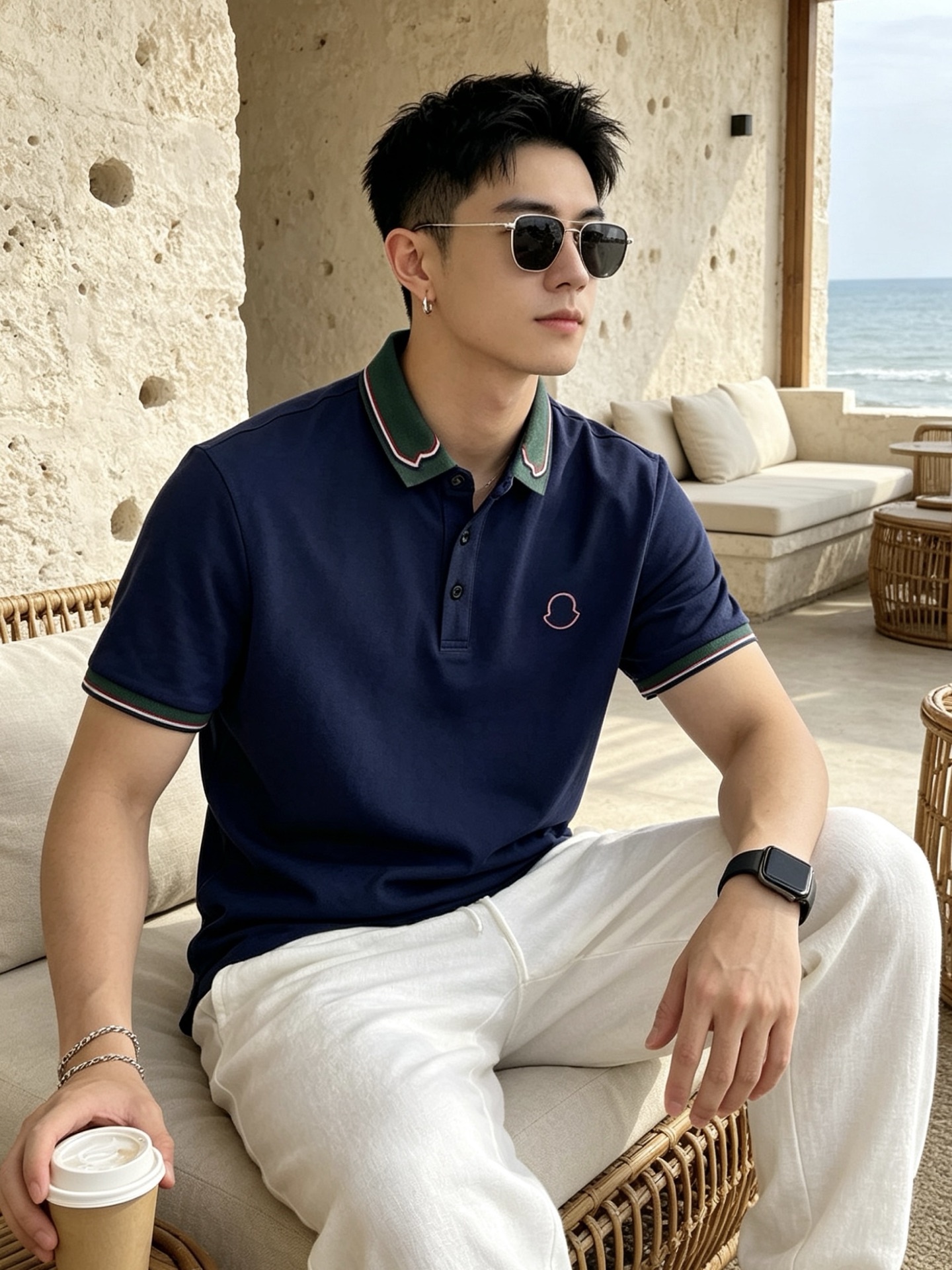 🔥 盟可睐 Moncler 绿领织带刺绣短袖Polo衫📏 尺码：M-3XL💎 面料工艺甄选高支精梳珠地棉