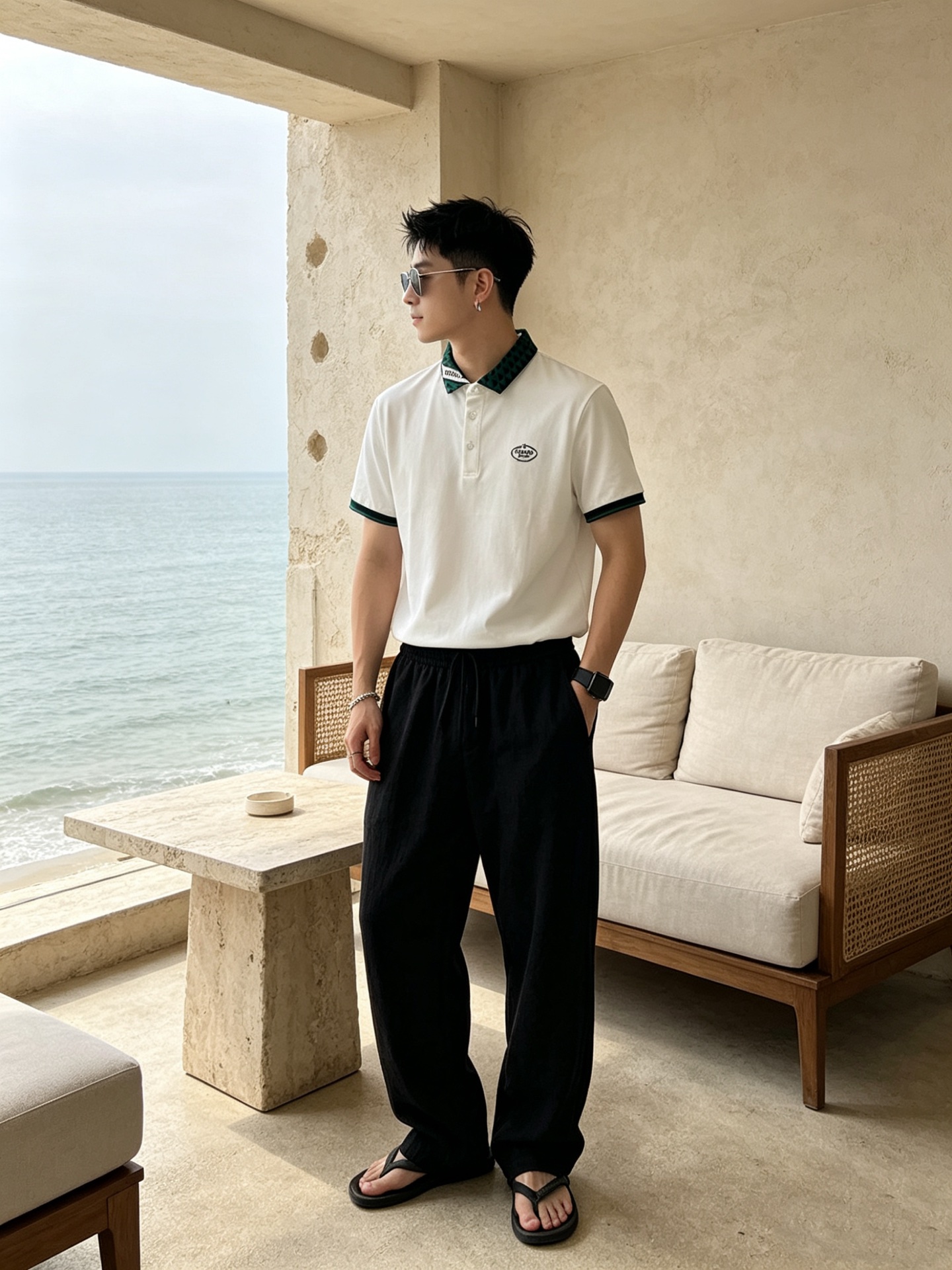 🔥 普拉达 Prada 三角标领刺绣短袖Polo衫📏 尺码：M-3XL💎 面料工艺甄选高支精梳珠地棉，触