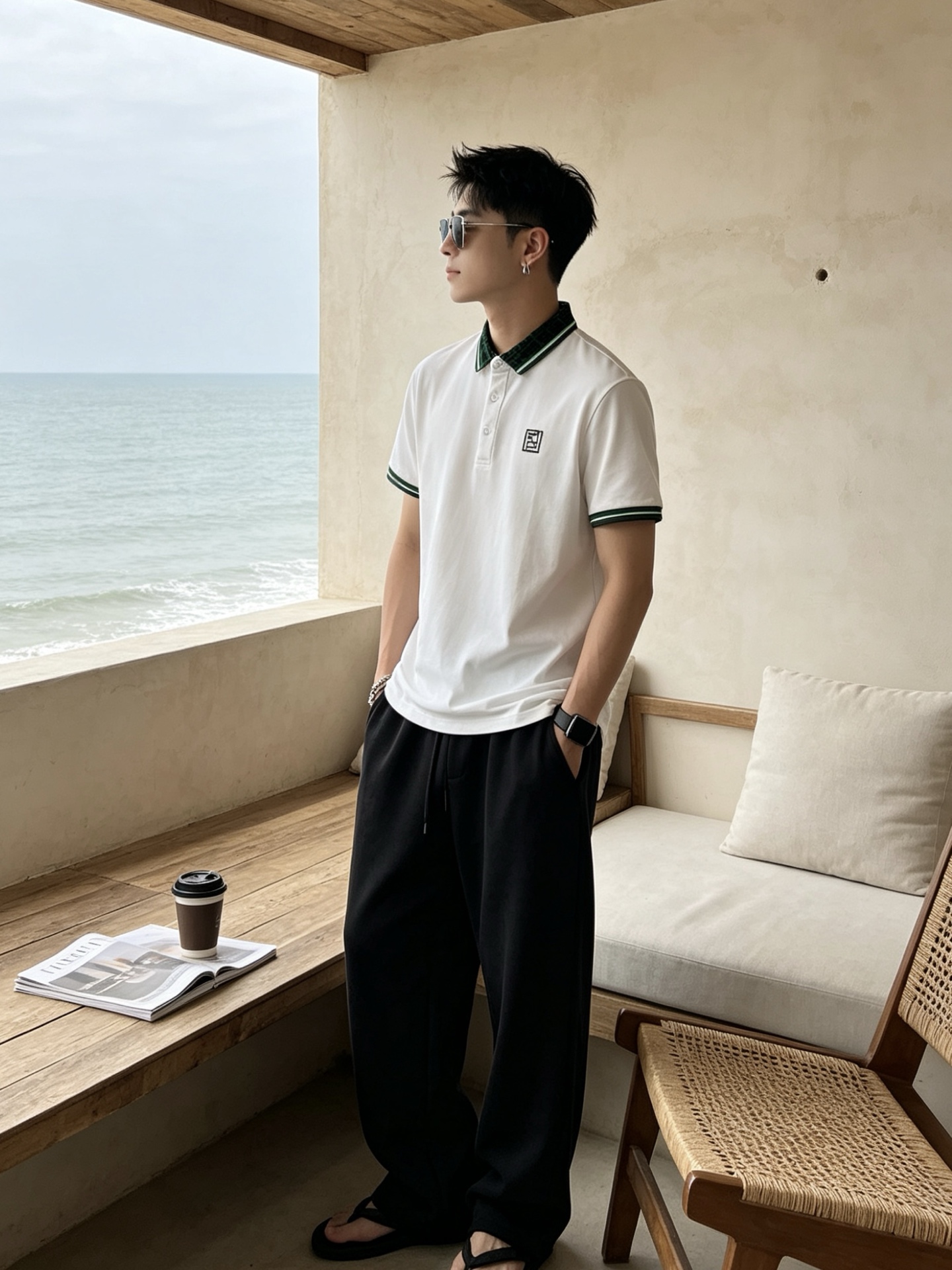 🔥 芬迪 FENDI 双F老花领刺绣短袖Polo衫📏 尺码：M-3XL💎 面料工艺甄选高支精梳珠地棉，触