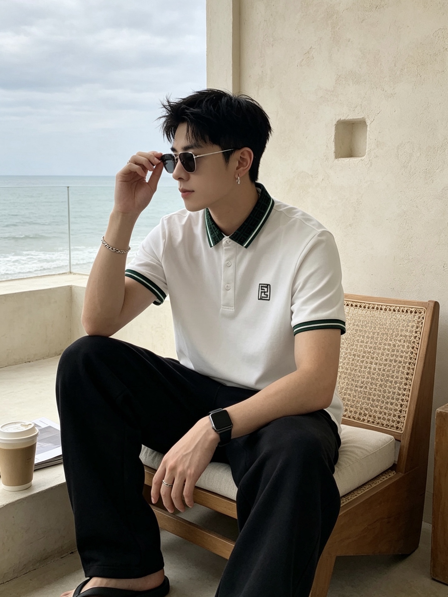 🔥 芬迪 FENDI 双F老花领刺绣短袖Polo衫📏 尺码：M-3XL💎 面料工艺甄选高支精梳珠地棉，触