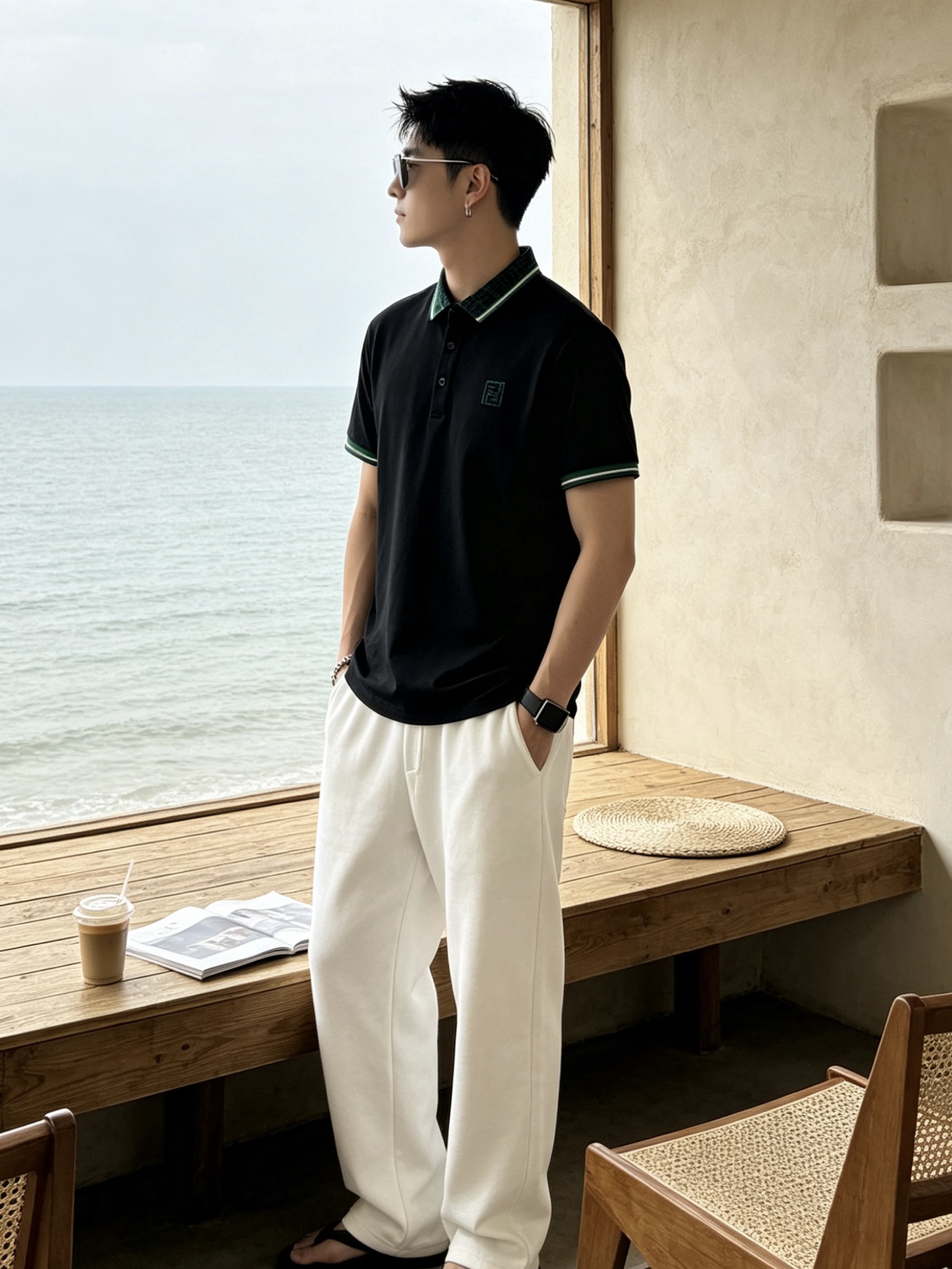 🔥 芬迪 FENDI 双F老花领刺绣短袖Polo衫📏 尺码：M-3XL💎 面料工艺甄选高支精梳珠地棉，触