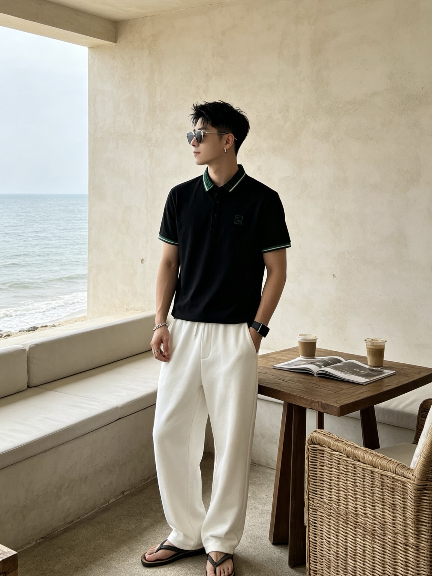 🔥 芬迪 FENDI 双F老花领刺绣短袖Polo衫📏 尺码：M-3XL💎 面料工艺甄选高支精梳珠地棉，触