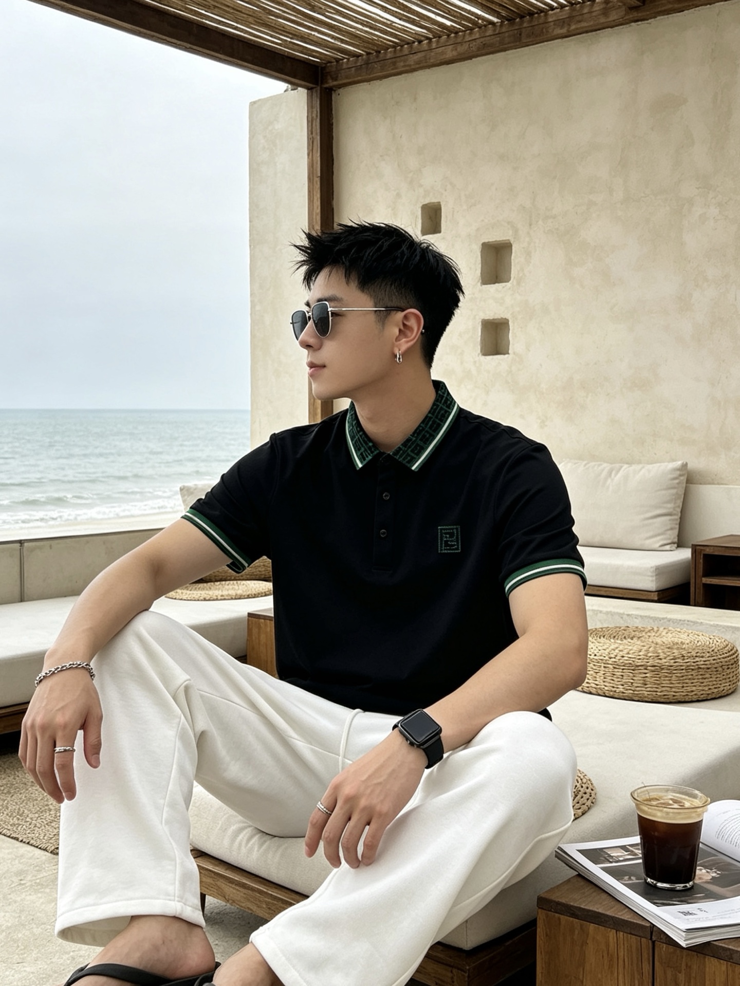 🔥 芬迪 FENDI 双F老花领刺绣短袖Polo衫📏 尺码：M-3XL💎 面料工艺甄选高支精梳珠地棉，触