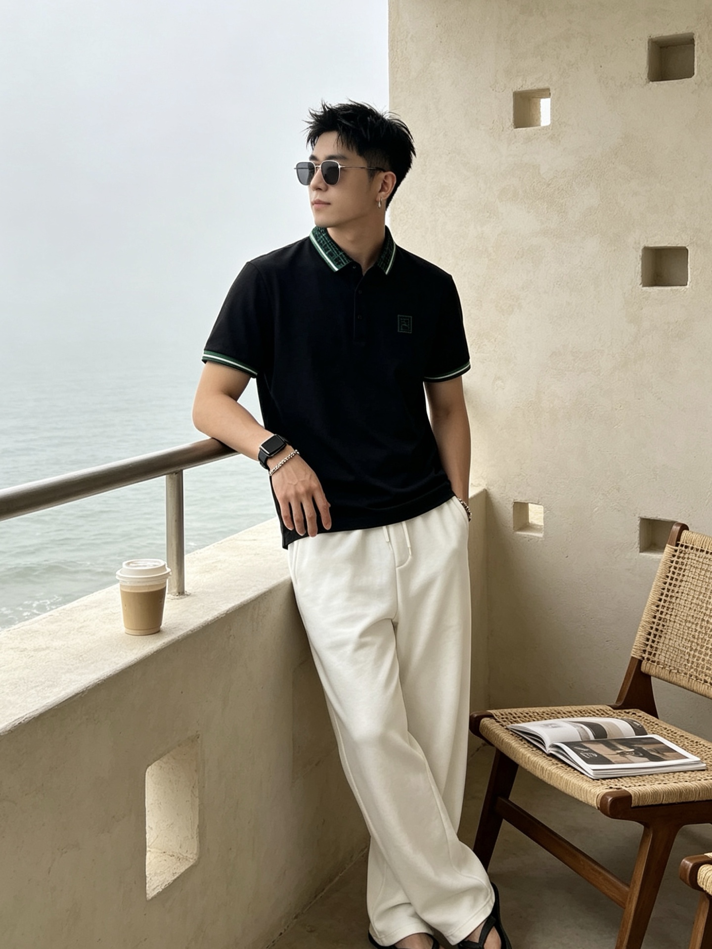 🔥 芬迪 FENDI 双F老花领刺绣短袖Polo衫📏 尺码：M-3XL💎 面料工艺甄选高支精梳珠地棉，触