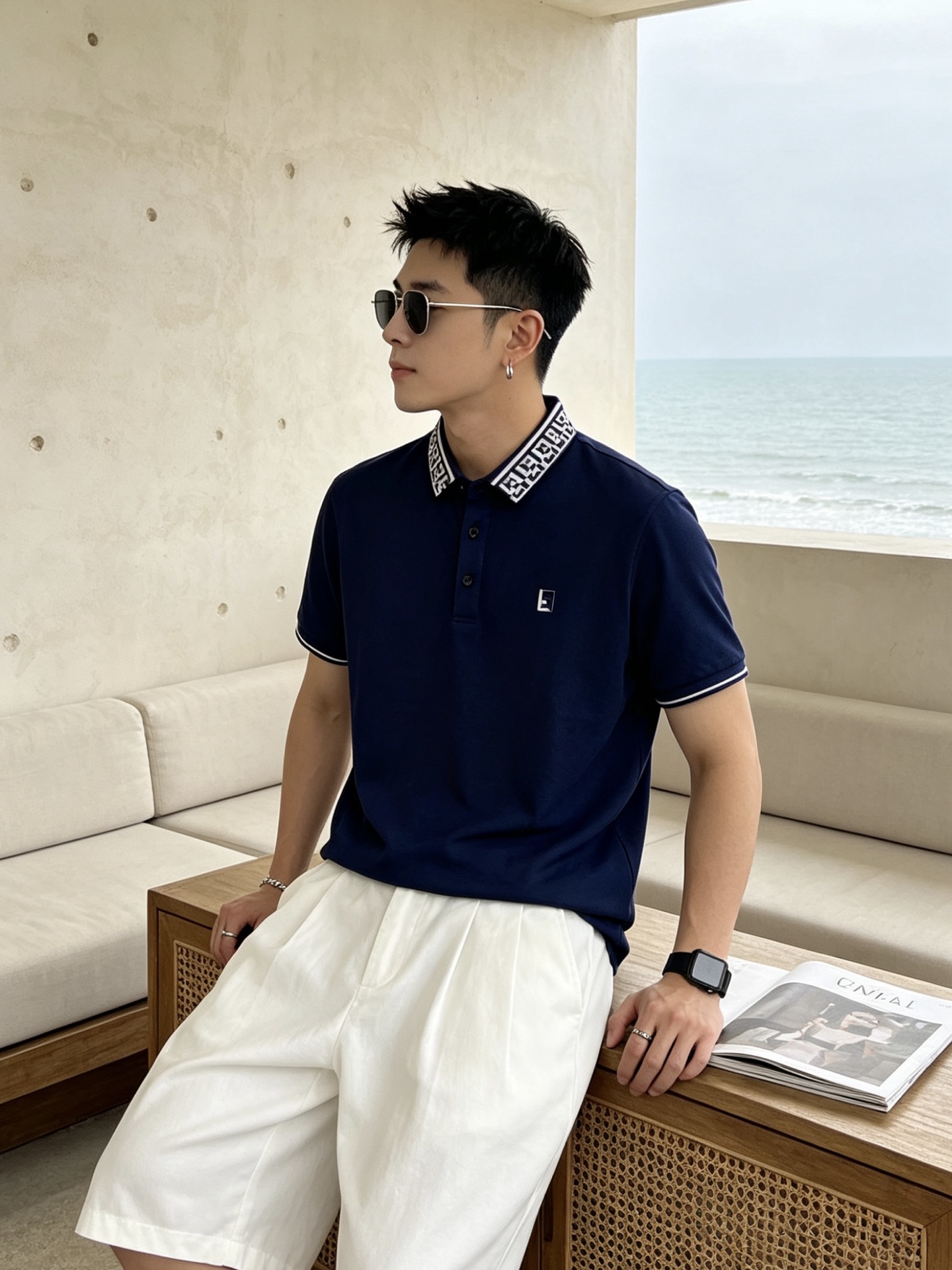 🔥 芬迪 FENDI 双F老花领刺绣短袖Polo衫📏 尺码：M-3XL💎 面料工艺甄选高支精梳珠地棉，触