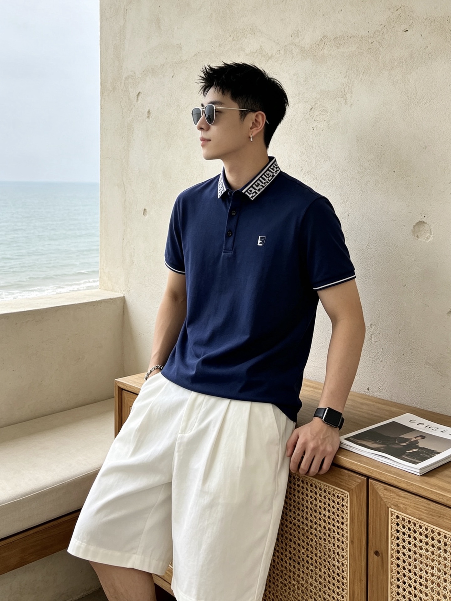 🔥 芬迪 FENDI 双F老花领刺绣短袖Polo衫📏 尺码：M-3XL💎 面料工艺甄选高支精梳珠地棉，触