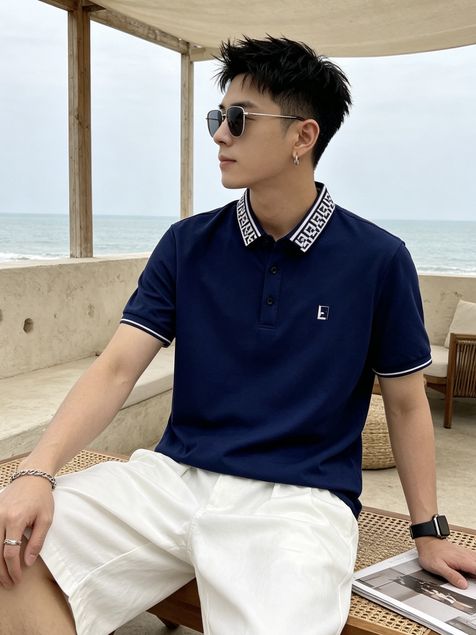 🔥 芬迪 FENDI 双F老花领刺绣短袖Polo衫📏 尺码：M-3XL💎 面料工艺甄选高支精梳珠地棉，触