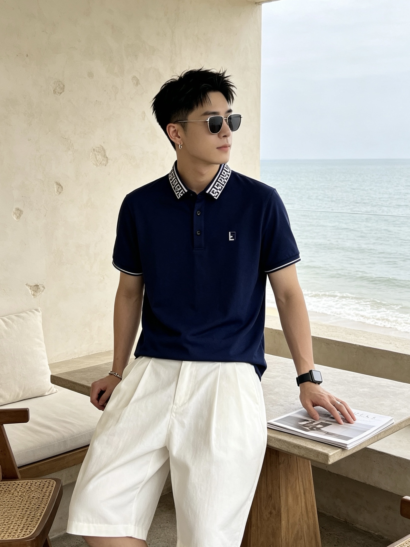 🔥 芬迪 FENDI 双F老花领刺绣短袖Polo衫📏 尺码：M-3XL💎 面料工艺甄选高支精梳珠地棉，触