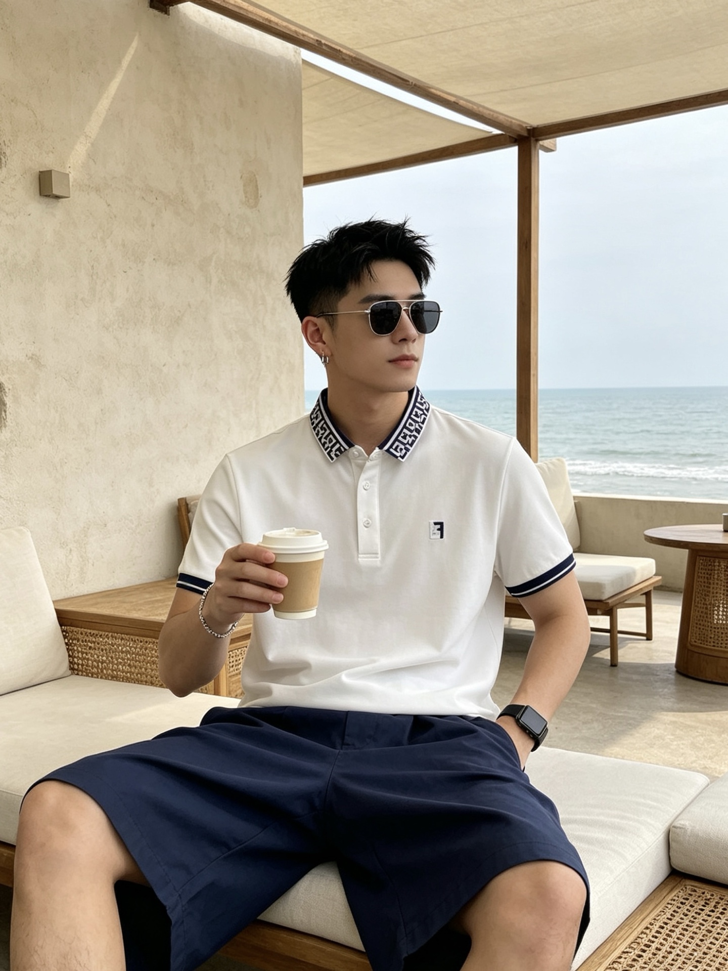 🔥 芬迪 FENDI 双F老花领刺绣短袖Polo衫📏 尺码：M-3XL💎 面料工艺甄选高支精梳珠地棉，触