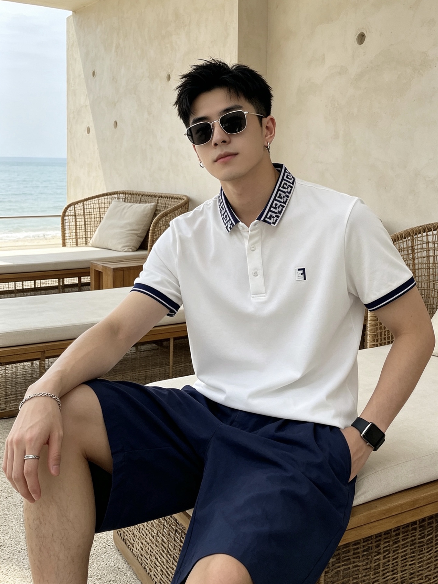 🔥 芬迪 FENDI 双F老花领刺绣短袖Polo衫📏 尺码：M-3XL💎 面料工艺甄选高支精梳珠地棉，触