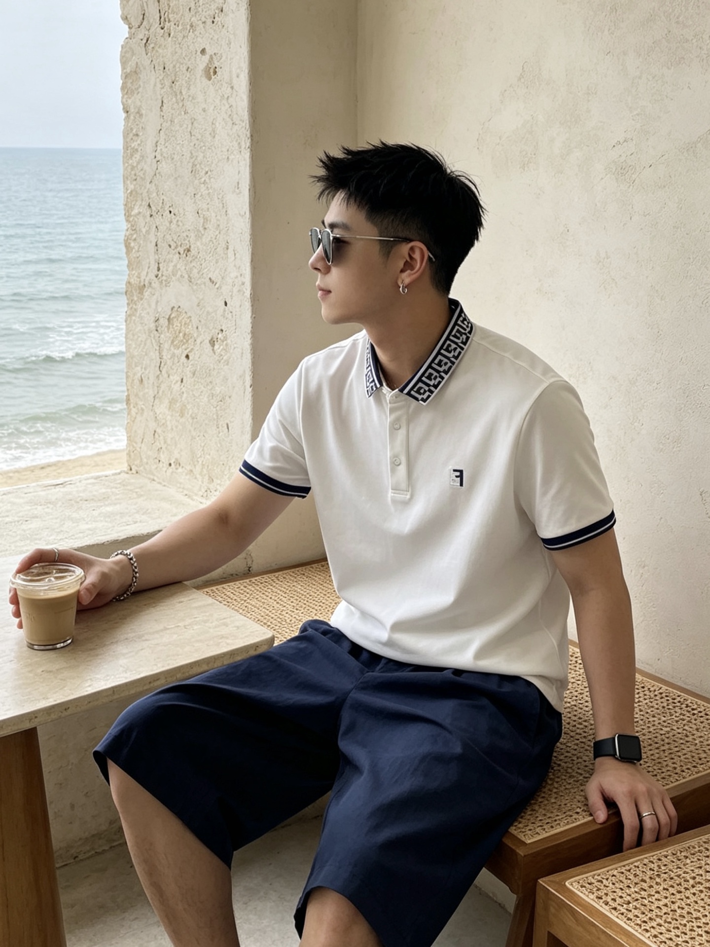 🔥 芬迪 FENDI 双F老花领刺绣短袖Polo衫📏 尺码：M-3XL💎 面料工艺甄选高支精梳珠地棉，触