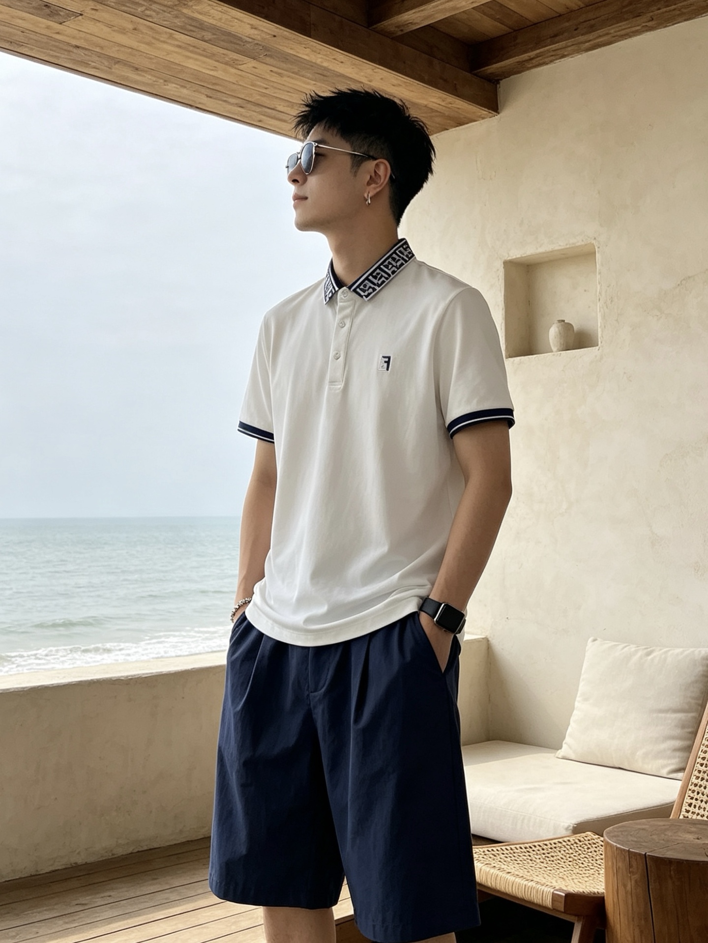 🔥 芬迪 FENDI 双F老花领刺绣短袖Polo衫📏 尺码：M-3XL💎 面料工艺甄选高支精梳珠地棉，触