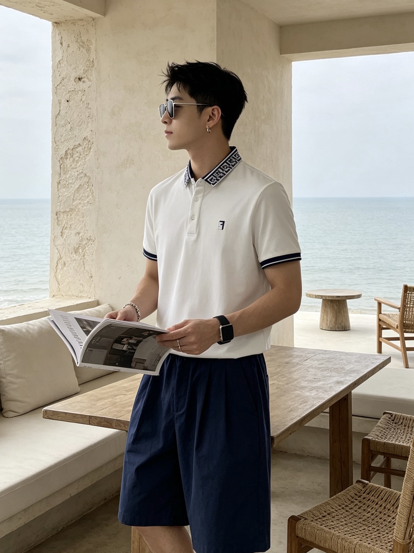 🔥 芬迪 FENDI 双F老花领刺绣短袖Polo衫📏 尺码：M-3XL💎 面料工艺甄选高支精梳珠地棉，触