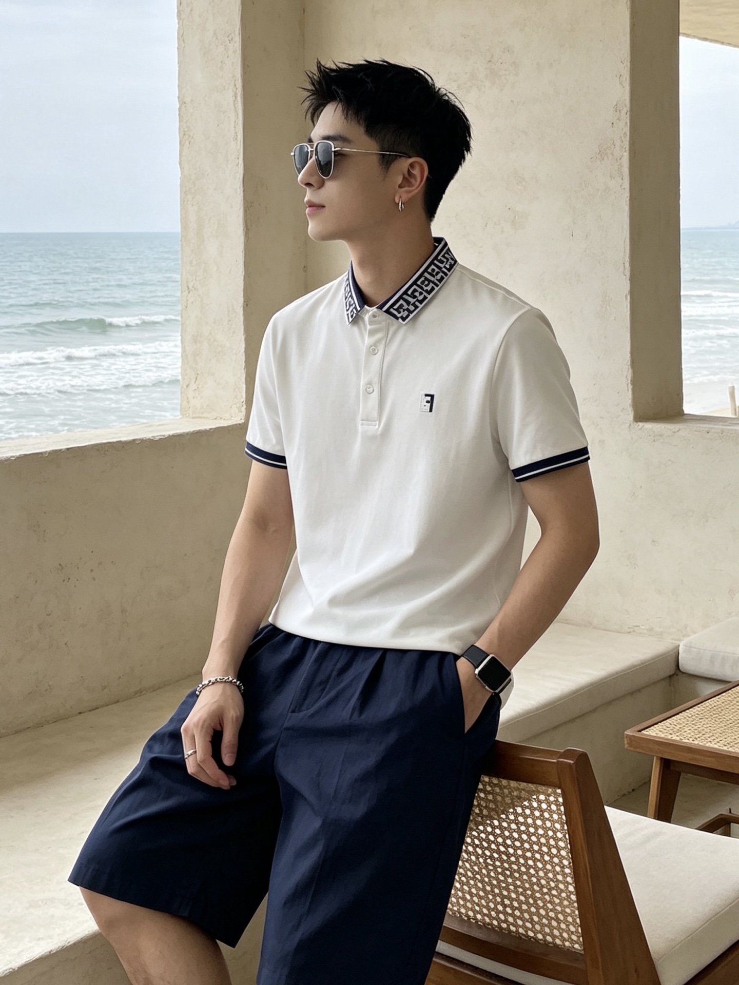 🔥 芬迪 FENDI 双F老花领刺绣短袖Polo衫📏 尺码：M-3XL💎 面料工艺甄选高支精梳珠地棉，触