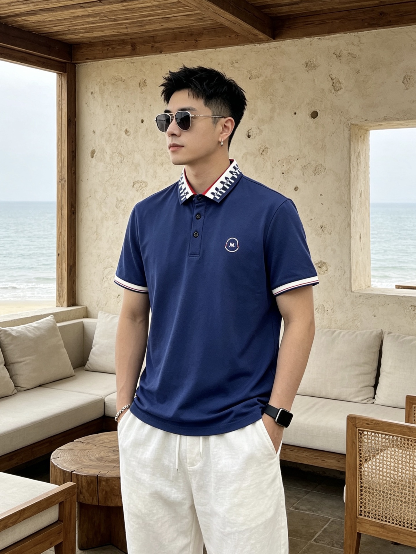 🔥 盟可睐 Moncler M字满印领刺绣短袖Polo衫📏 尺码：M-3XL💎 面料工艺甄选高支精梳珠地