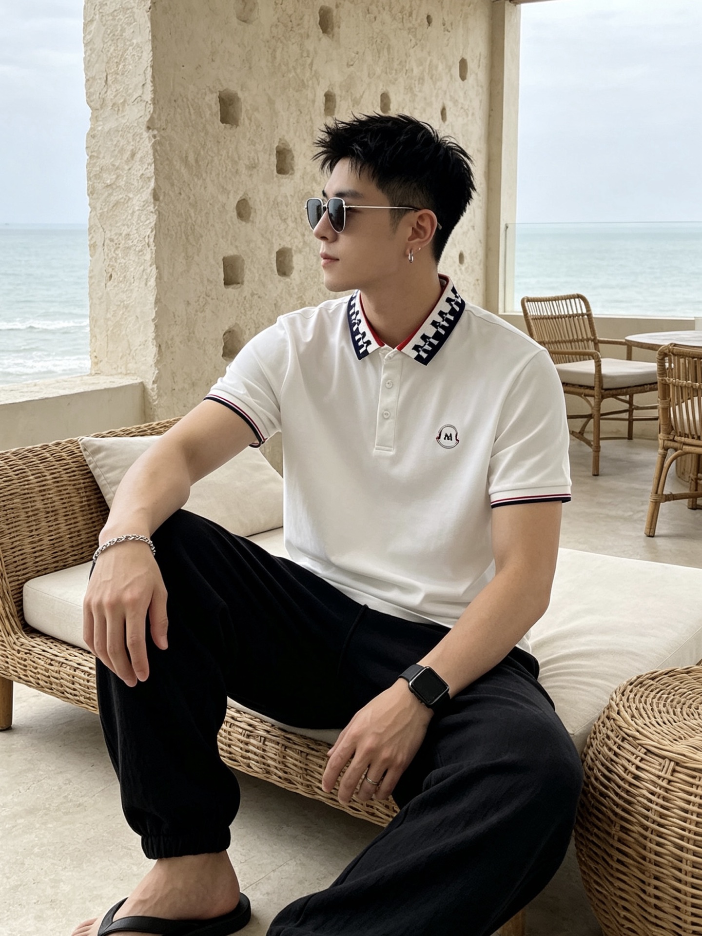 🔥 盟可睐 Moncler M字满印领刺绣短袖Polo衫📏 尺码：M-3XL💎 面料工艺甄选高支精梳珠地