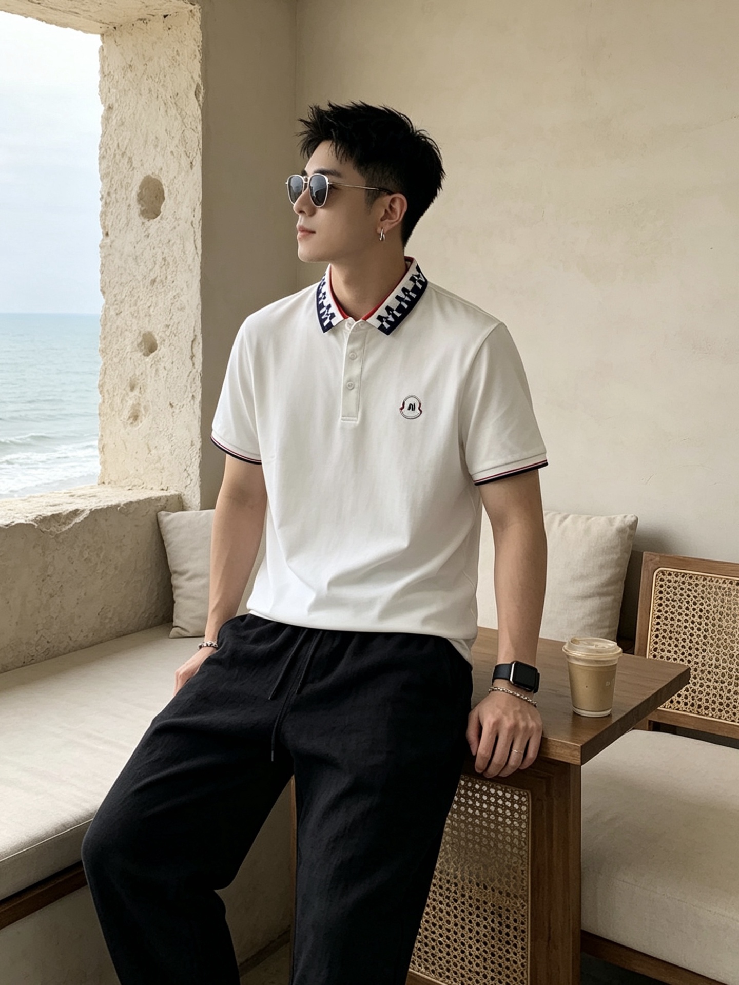 🔥 盟可睐 Moncler M字满印领刺绣短袖Polo衫📏 尺码：M-3XL💎 面料工艺甄选高支精梳珠地