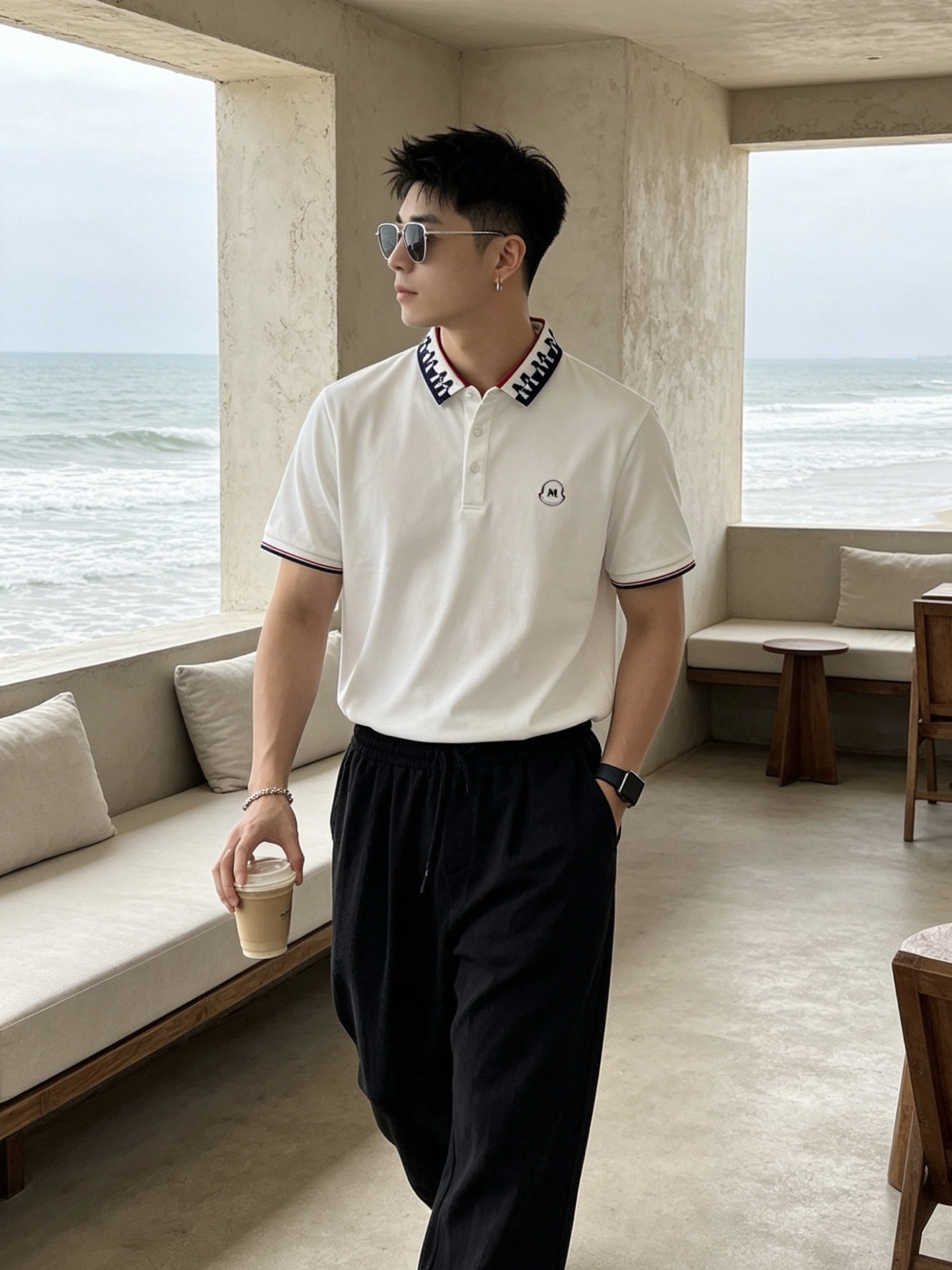 🔥 盟可睐 Moncler M字满印领刺绣短袖Polo衫📏 尺码：M-3XL💎 面料工艺甄选高支精梳珠地